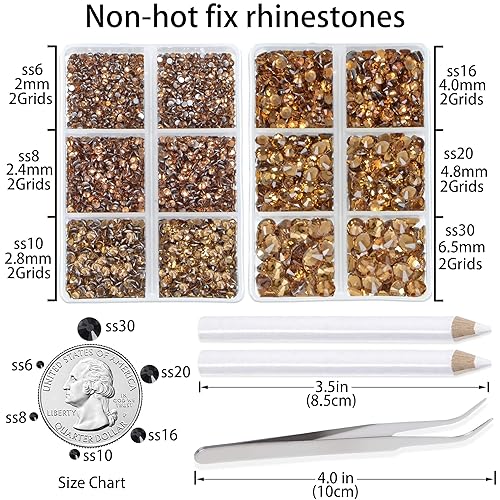 Miniatura 9 de LPBeads 6000 diamantes de imitación Lt Sapphire no termofijos, 6 tamaños, cristal redondo con parte trasera plana con pinzas y bolígrafo de