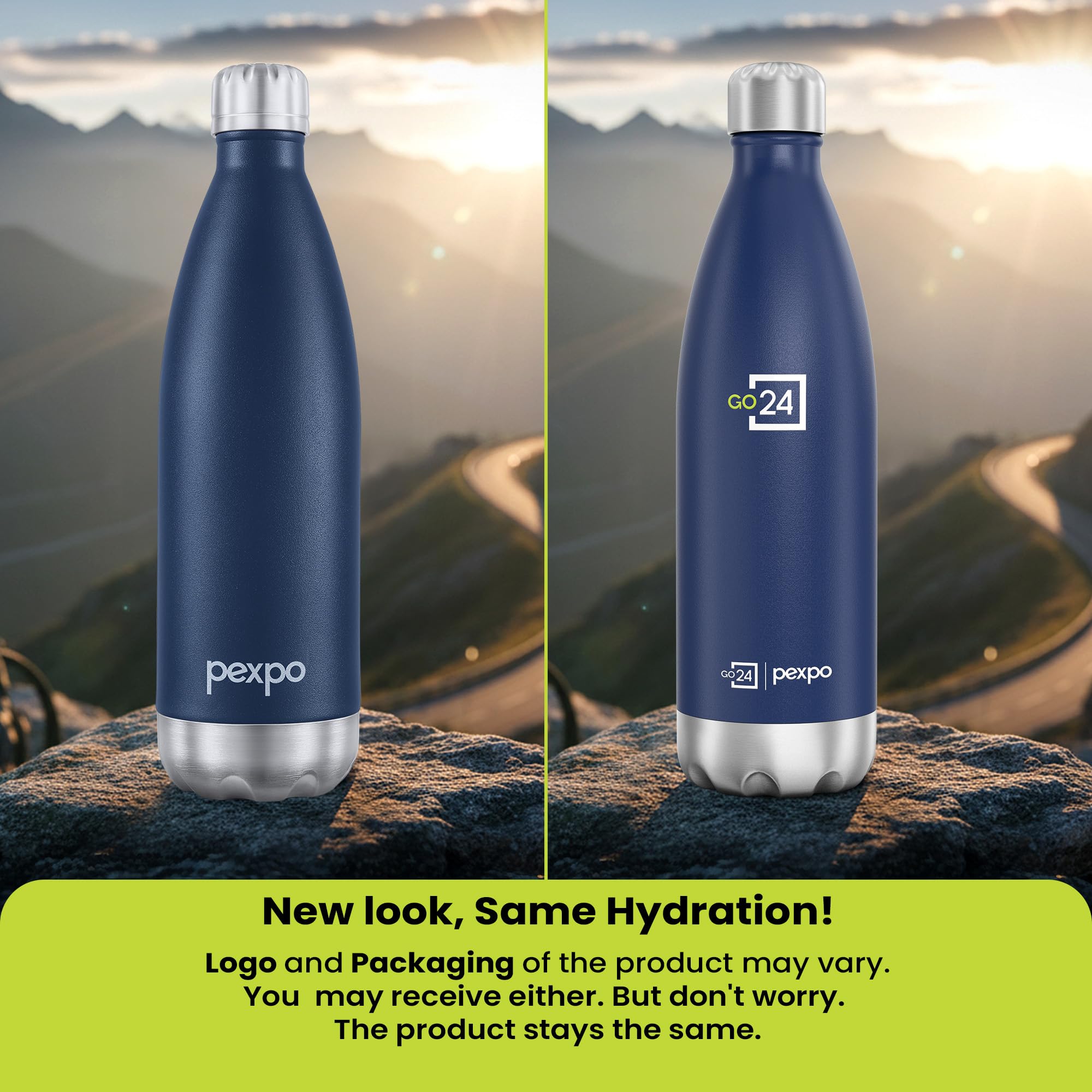Go24 pexpo Stainless Steel Water Bottle Electro Denim Blue 980ml — Amazon image 2