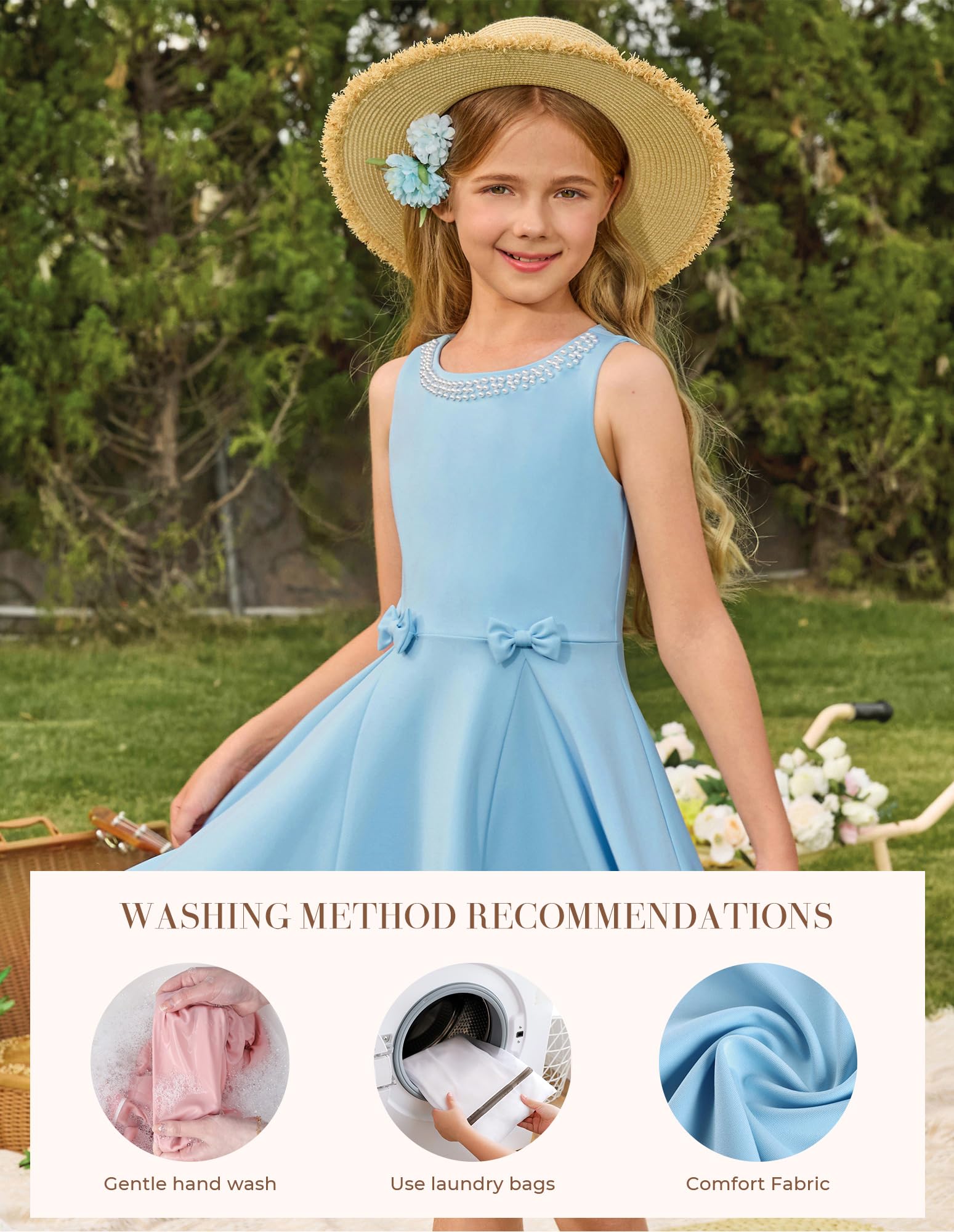 GRACE KARIN Vestido de princesa para niñas, sin mangas, cuello redondo, acampanado, para fiesta de cumpleaños, boda, para niños