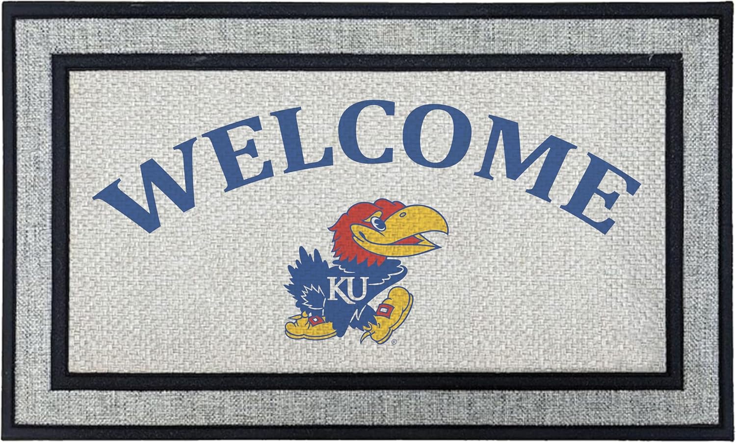 KH Sports Fan 18x30 Gray Kansas Jayhawks Welcome Doormat NCAA Rug
