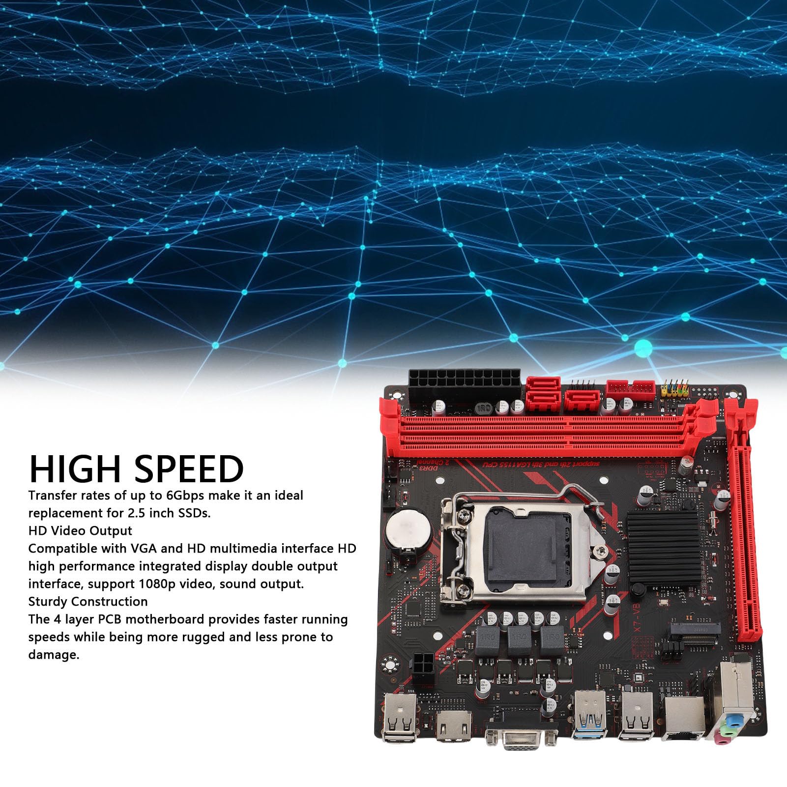 VBESTLIFE B75 Mining Mothoard, LGA1155 ITX Płyta Główna 2xDDR3 3xSerial ATA 2.0 Obsługuje 1080p Wideo M.2 NVME, dla Core I3 I5 I7 E3 Pentium Proces