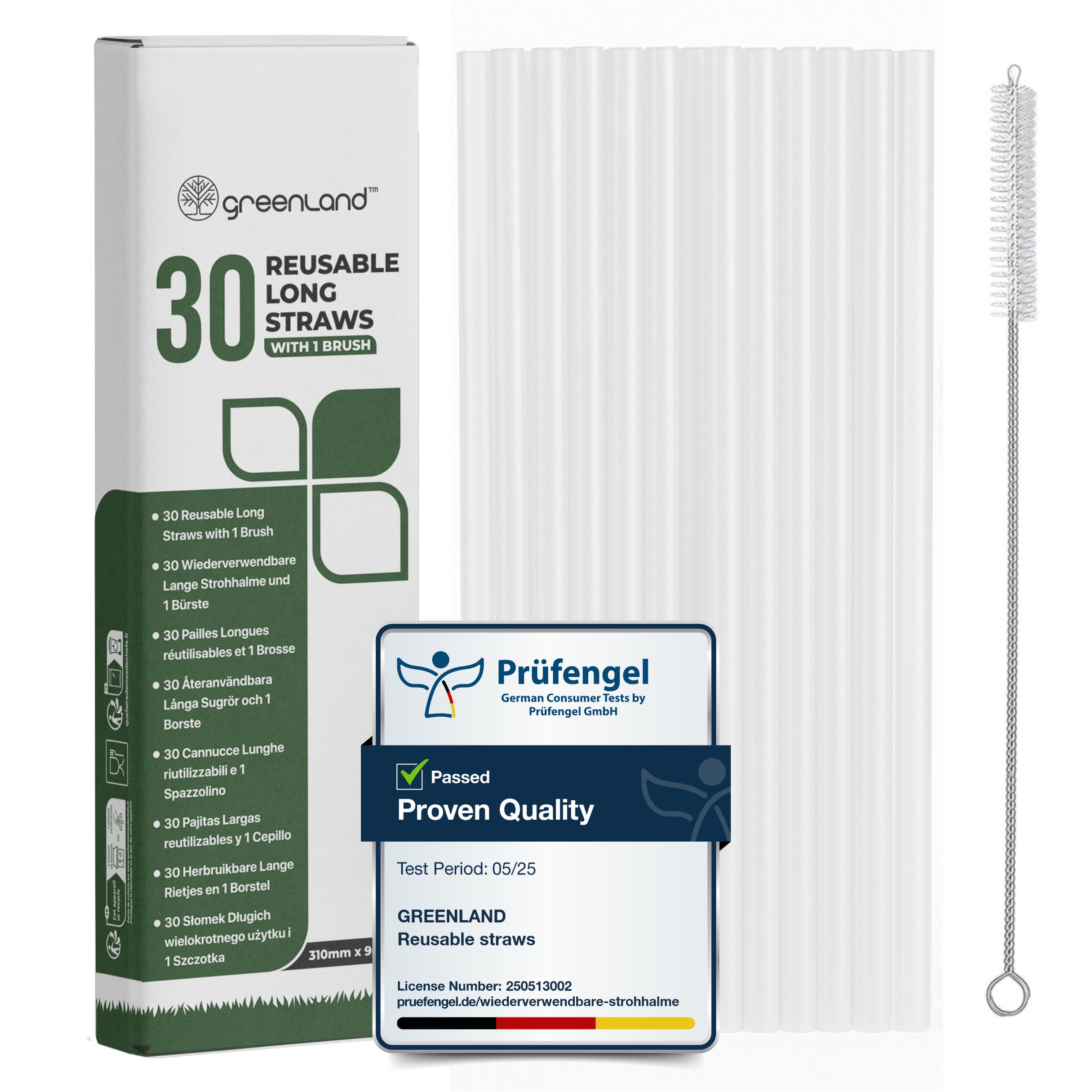 Greenland 30 Reusable Straws Compatible with Stanley Cups - Includes 1 Brush - Made to fit with 40oz & 30oz Cups