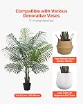 VEVOR Artificial Areca Palm Tree 5 ft, Fake Palm Tropical Plants with White Tall Planter, Faux Floor Silk Plant in Pot, Large Trees for Home Office Living Room Decor House Warming, Indoor Outdoor