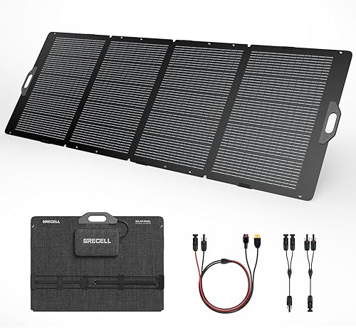 GRECELL Panel solar portátil de 350 W para generador de central eléctrica, panel solar plegable, cargador solar de alta eficiencia de 37.4 V,