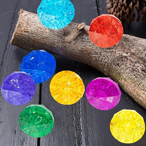 Miniatura 6 de Hercugifts Juguetes de buceo, juego de 10 diamantes grandes con caja de pirata del tesoro, juguetes de piscina, gemas juguete subacuático para uso