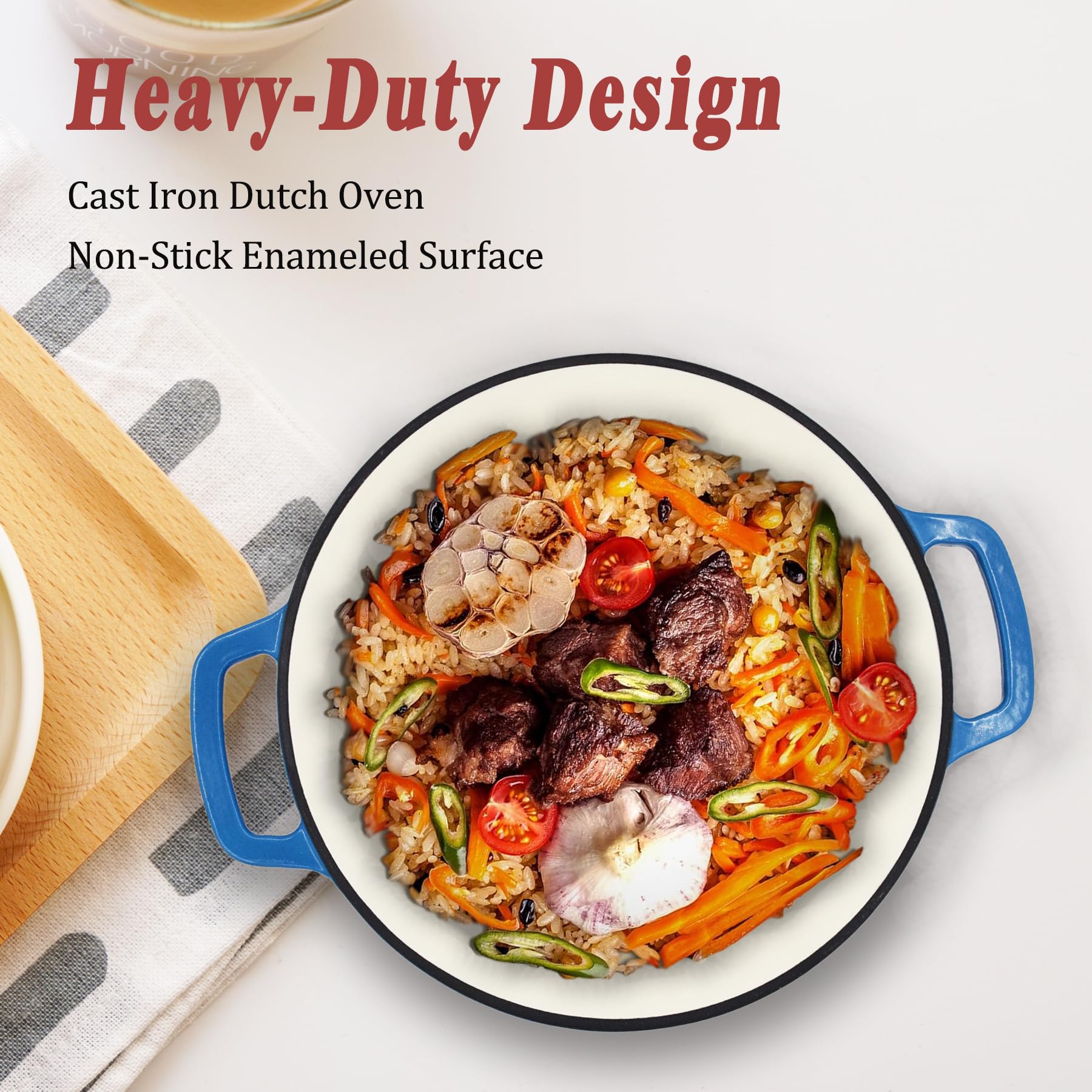 Amazon.co.jp: MINLUFUL 鋳鉄製ダッチオーブン 蓋付き - 7クォート