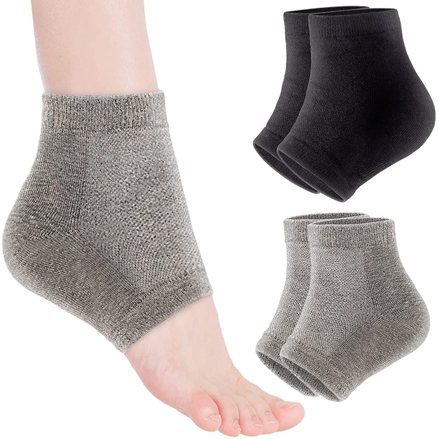 ZYLLENZA Heel Pain Relief Silicone Gel Pad Heel Protector Socks with Spa Botanical for Men and Women Soft Cotton Heel Socks, Dry Cracked Skin Free Size,Heel Pain Relief Silicone Gel Pad-image-49
