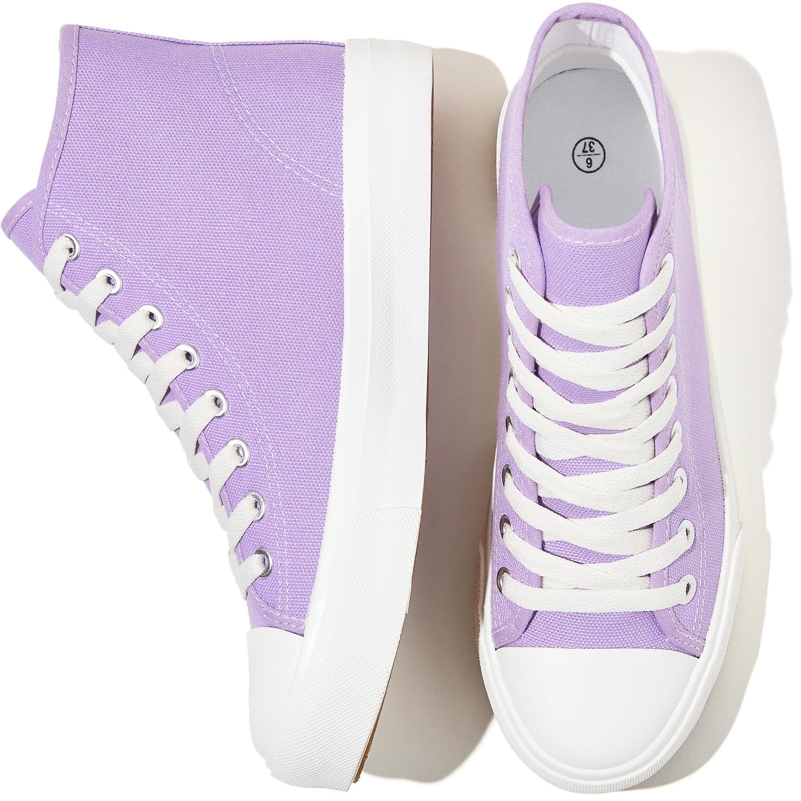 High Top Sneakers for Women Canvas Shoes White Canvas High Tops Women Casual Shoes Lace Up Fashion Sneakers