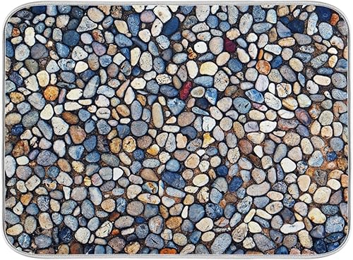Tapete de secado de platos con textura de piedra colorida, 18 x 24 pulgadas, súper absorbente, tapete escurridor de platos, tapete protector de