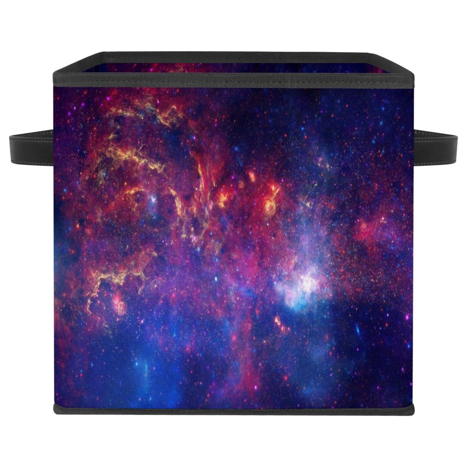 Boîte de rangement pliable galaxie en tissu cube avec poignées pour vêtements et jouets