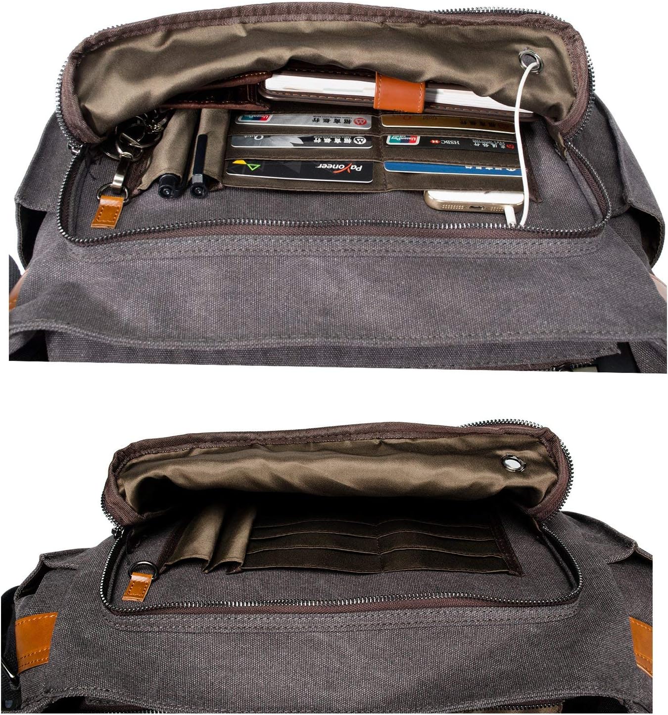 ESTARER 13-14 Inch Laptop Messenger Bag Water-Resistant Canvas Shoulder Bag for Business College, Grey - Image 4