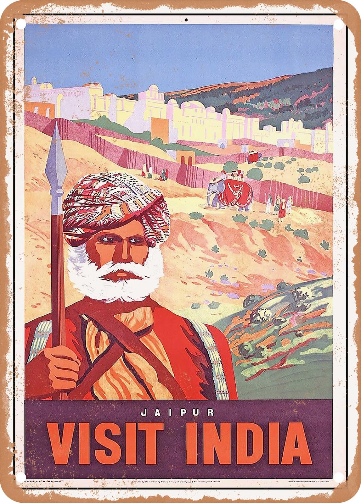 METAL SIGN - 1954 Jaipur Visit India Vintage Ad home decor