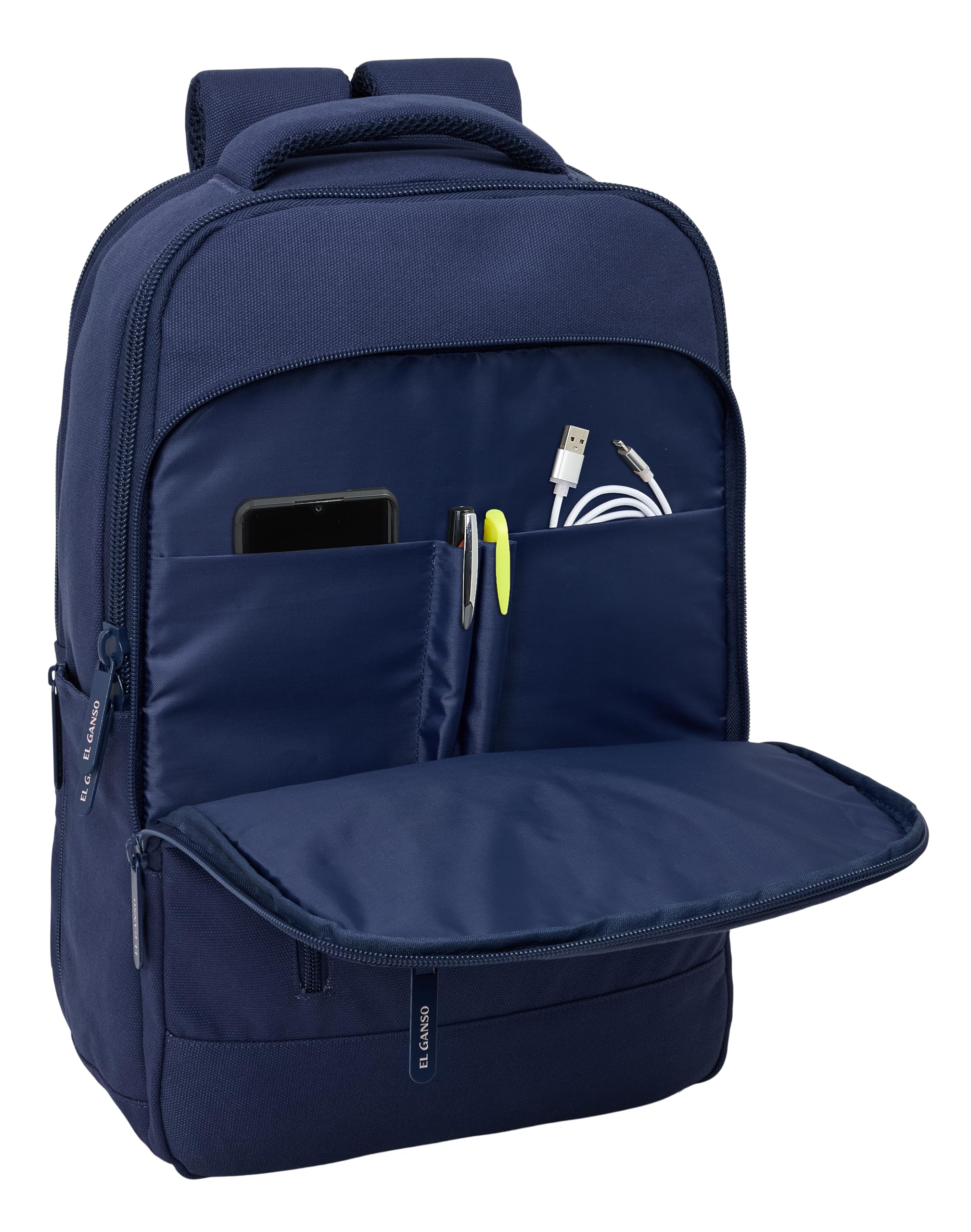 EL GANSO JEANS - Mochila para Portátil 15.6" con Bolsillo para Tablet y Conector USB, Ideal para Jóvenes de Diferentes Edades, Cómoda y Versátil, Calidad y Resistencia, 29x15x44 cm