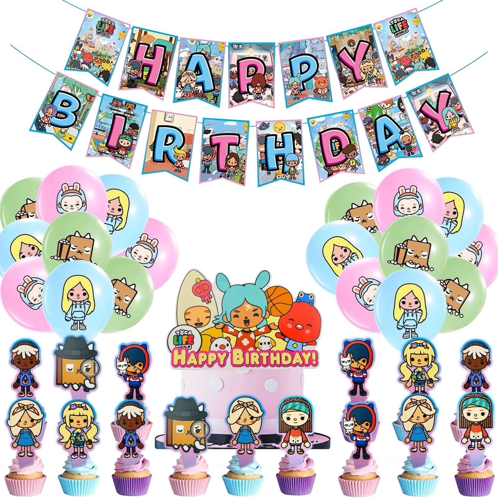 Buy Pack of 38 Toca Life World Decorations, includes Happy Birthday
