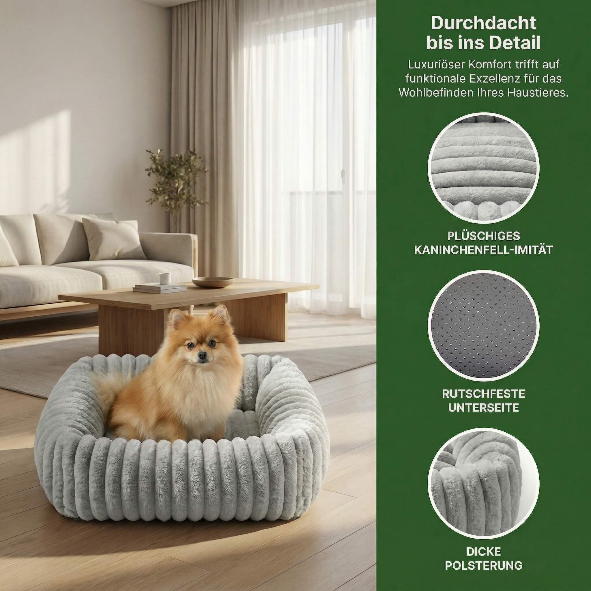 Hundebett kleine Hunde & Katzenbett, Grau, S 50x48x15 cm