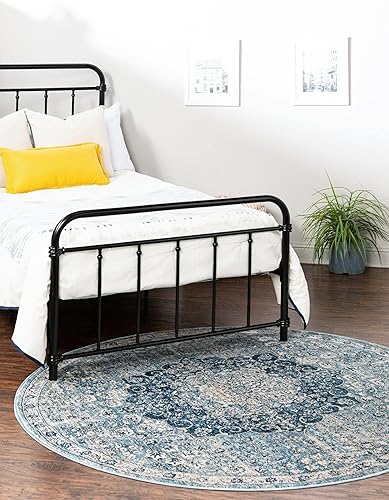 Miniatura 4 de Unique Loom Newport Collection - Alfombra de área (5 pies 3 pulgadas, redonda, azul marinoazul claro)