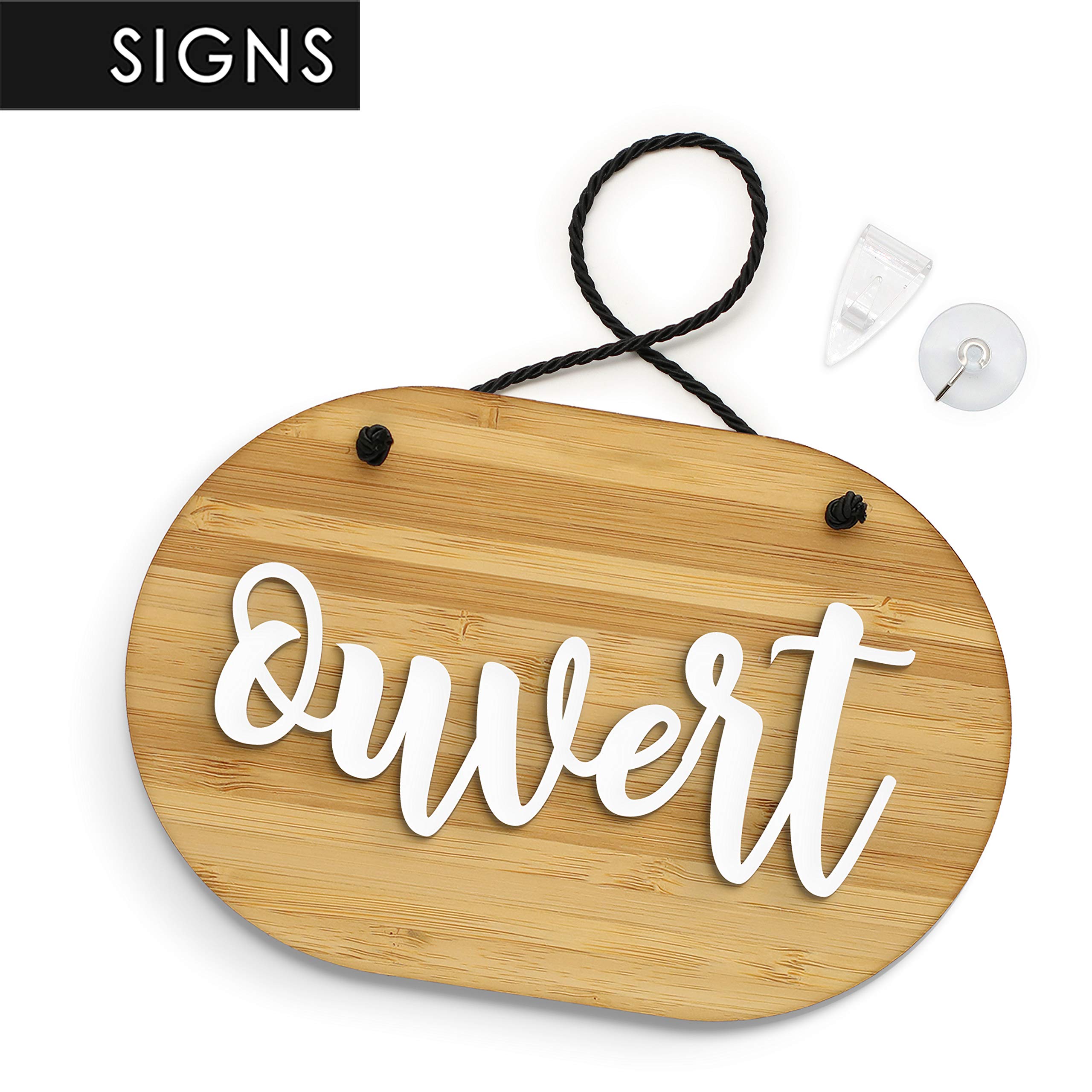 SIGNS - Ovale SHABBY Chic - Cartello Ouvert/Fermé a rilievo [OC41] Insegna per porta vetrina ingresso di Bar, Pub, Ristorante o Negozio