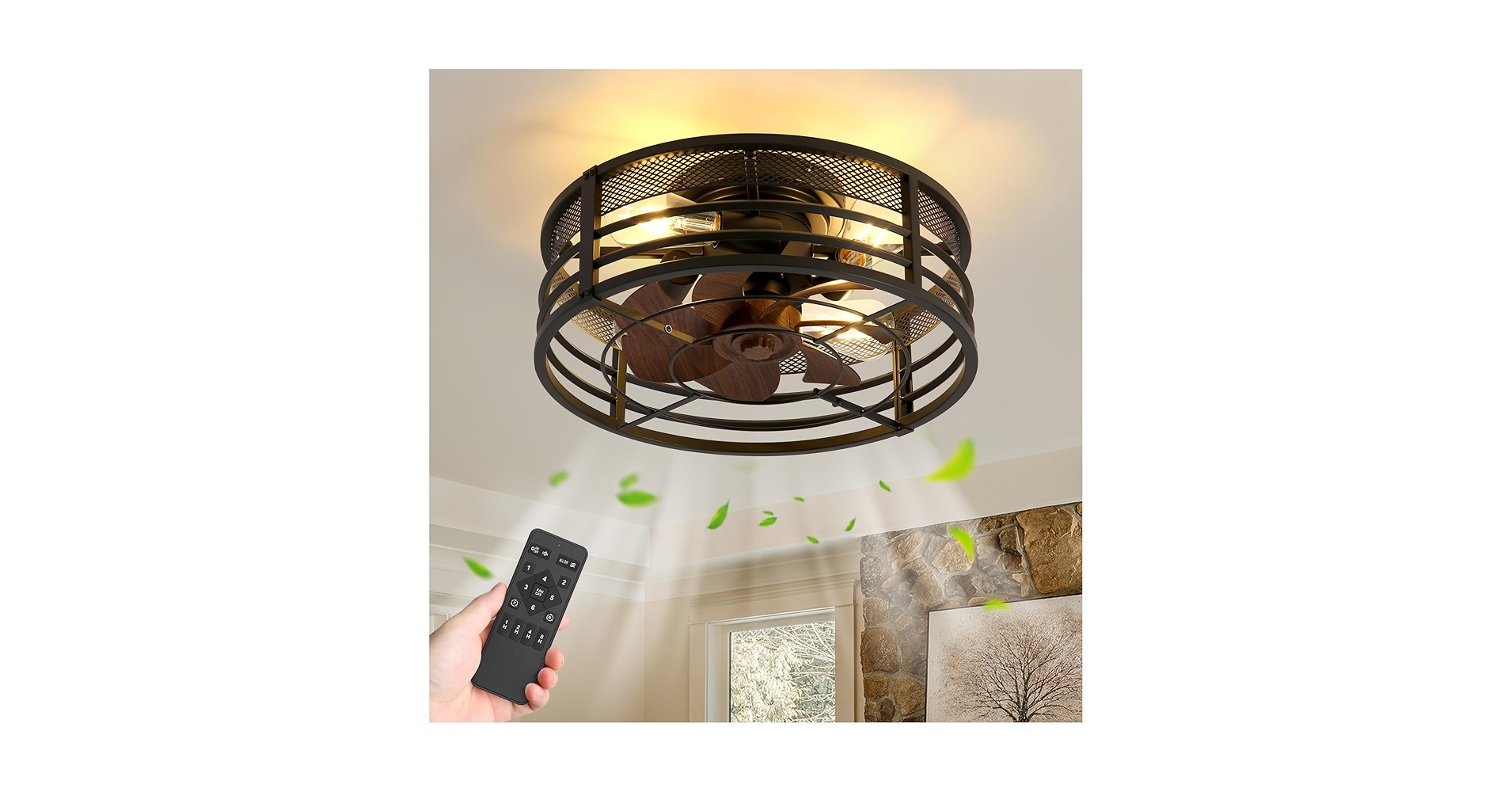 AYHB♡F Amazon.com: ZYD Caged Ceiling Fans with Lights and Remote