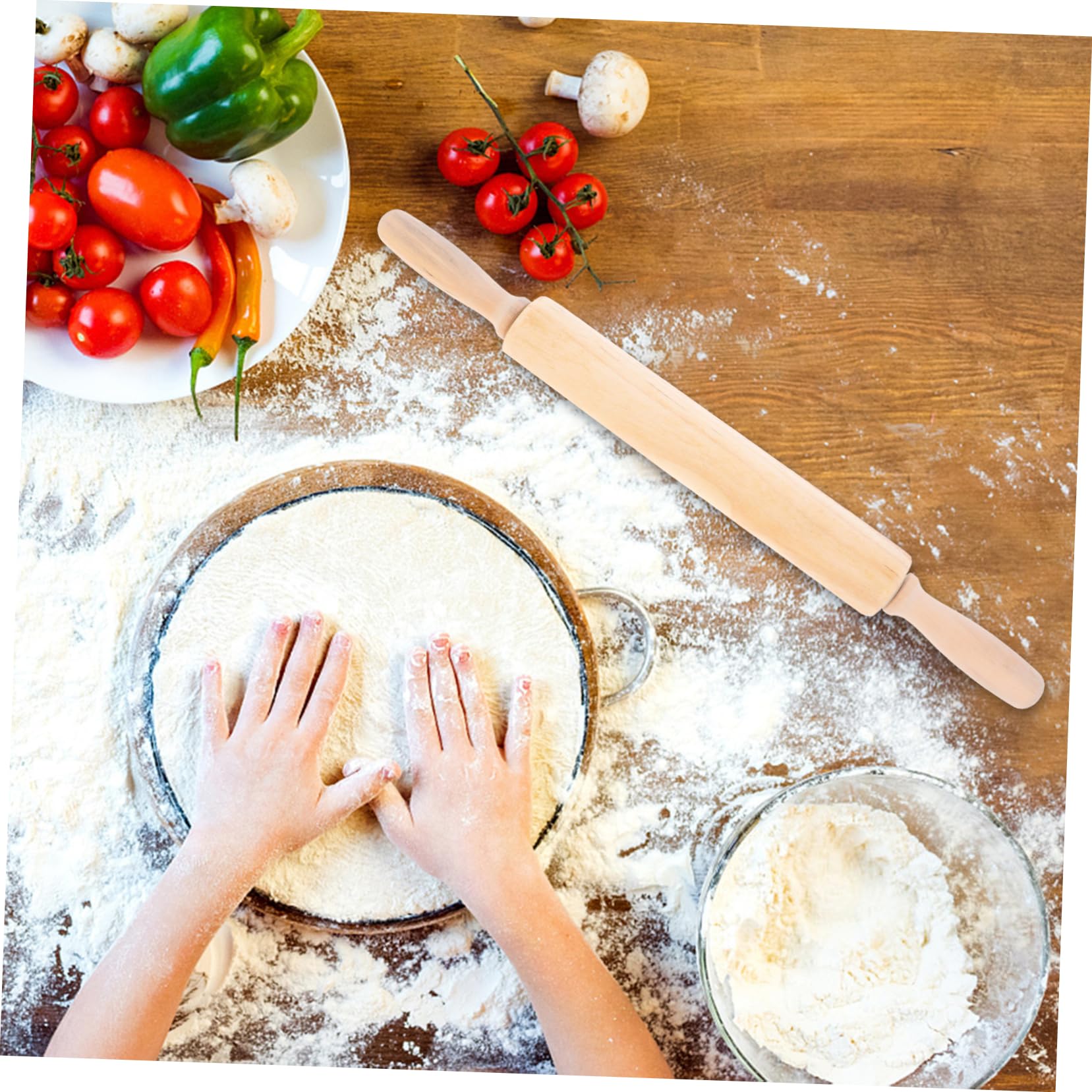 IMIKEYA Lot De 5 Rouleaux À Pâtisserie Antiadhésifs Avec Manche En Bois Pour Pâtisserie Fondante