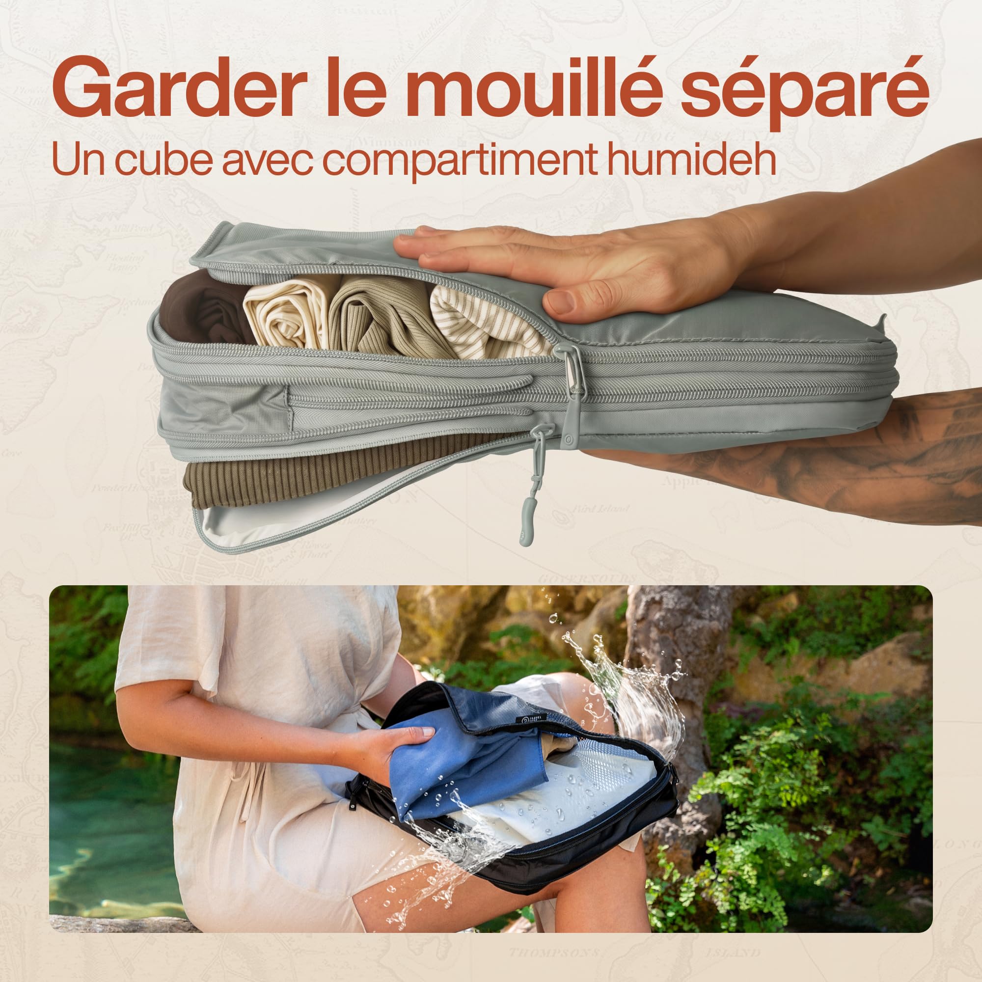 TRAVEL DUDE Organisateur Valise Compressible – Sac de Compression Voyage, Packing Cubes et Pochette Rangement – Idéal pour Rangement Valise et Organisation de Voyage