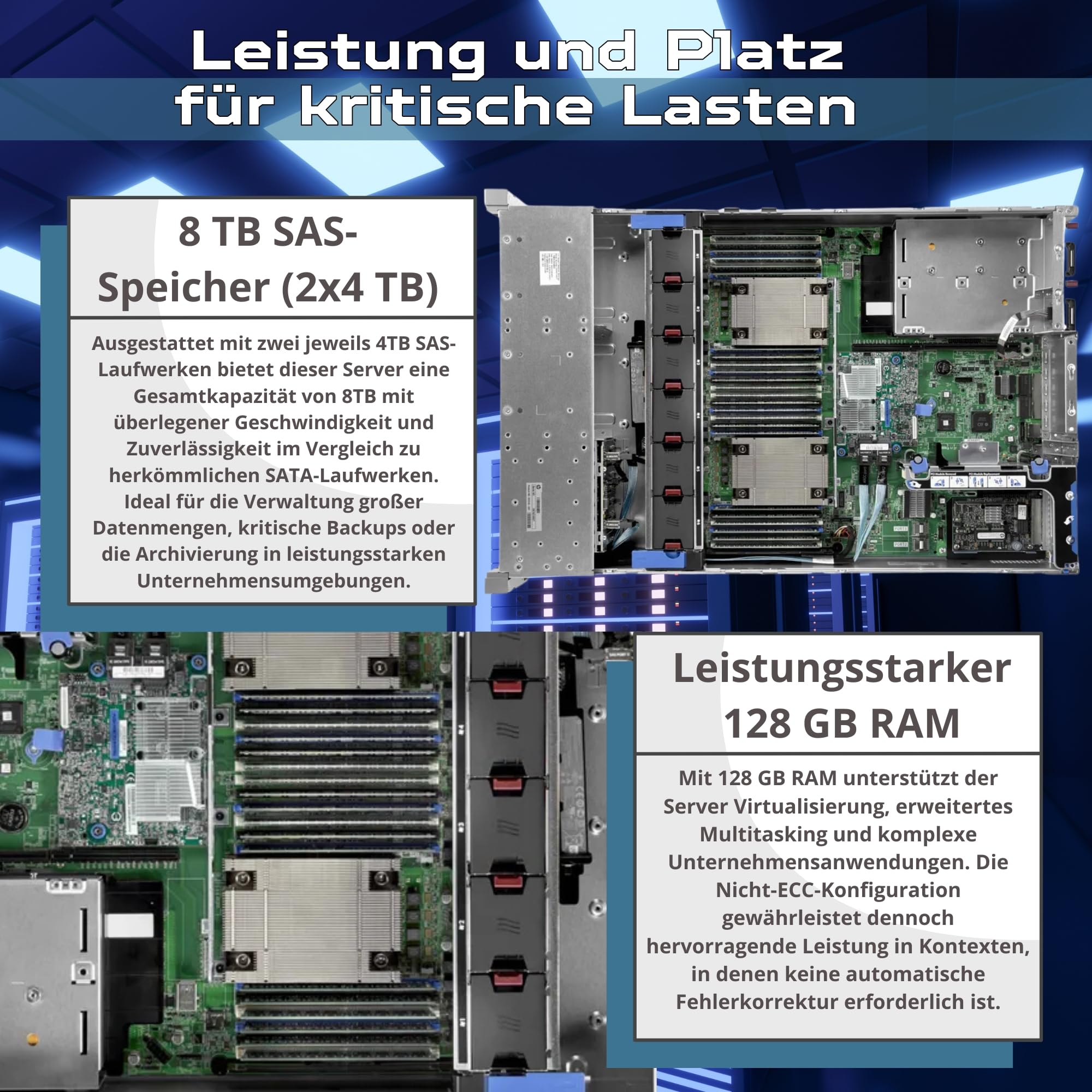 HP ProLiant DL380 Gen9 Server Rack | 2x Intel Xeon 2690 V3 | 128 GB RAM | 2x SAS 3.5" 4TB | iLO Raid Controller H8404 NO OS (Generalüberholt)