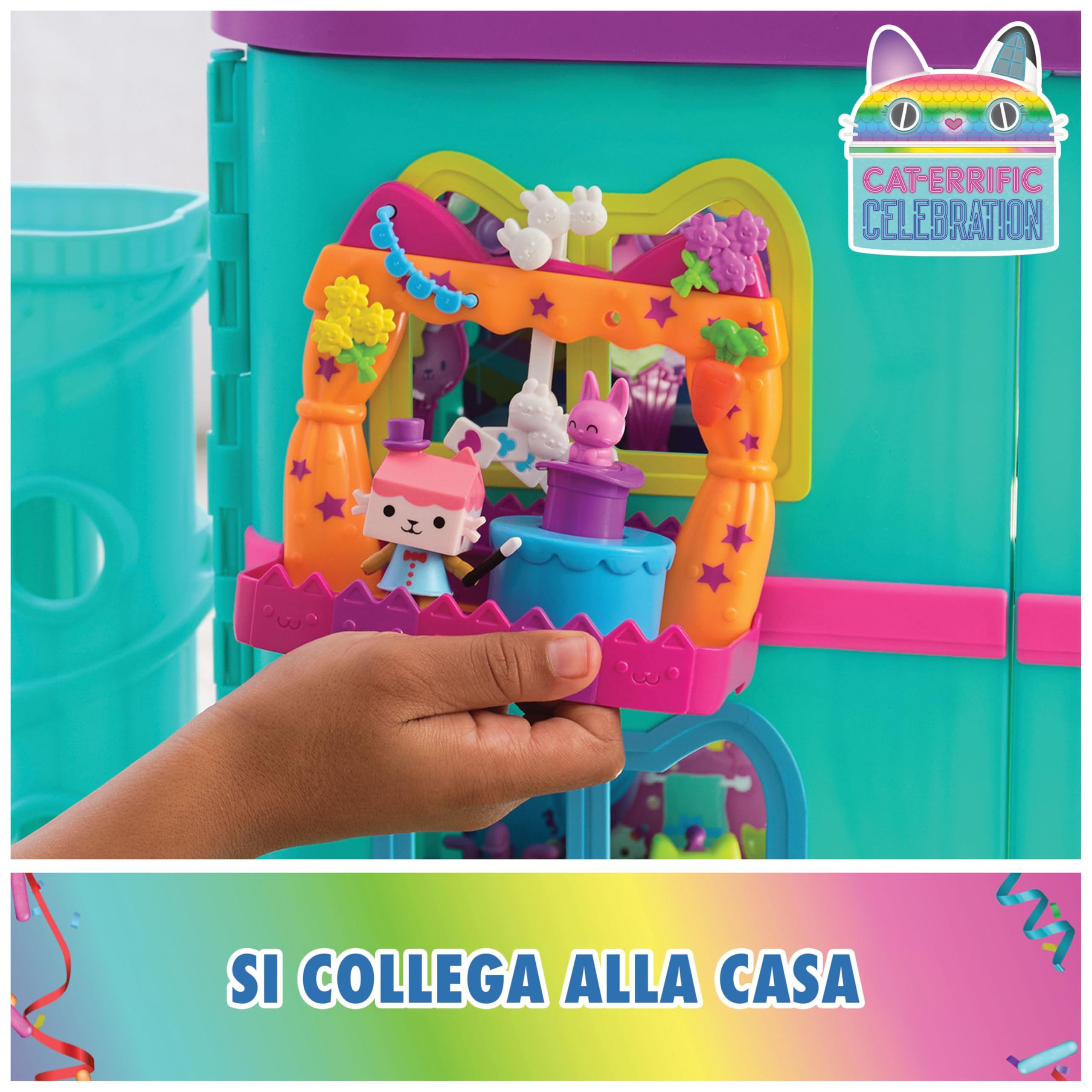Gabby's Dollhouse, Set di Gioco Balcone per il Talent Show di Baby Box, 8 Pezzi con Personaggi e Accessori per Casa delle Bambole, Gioco Sensoriale per Bambine e Bambini dai 3 Anni in Su