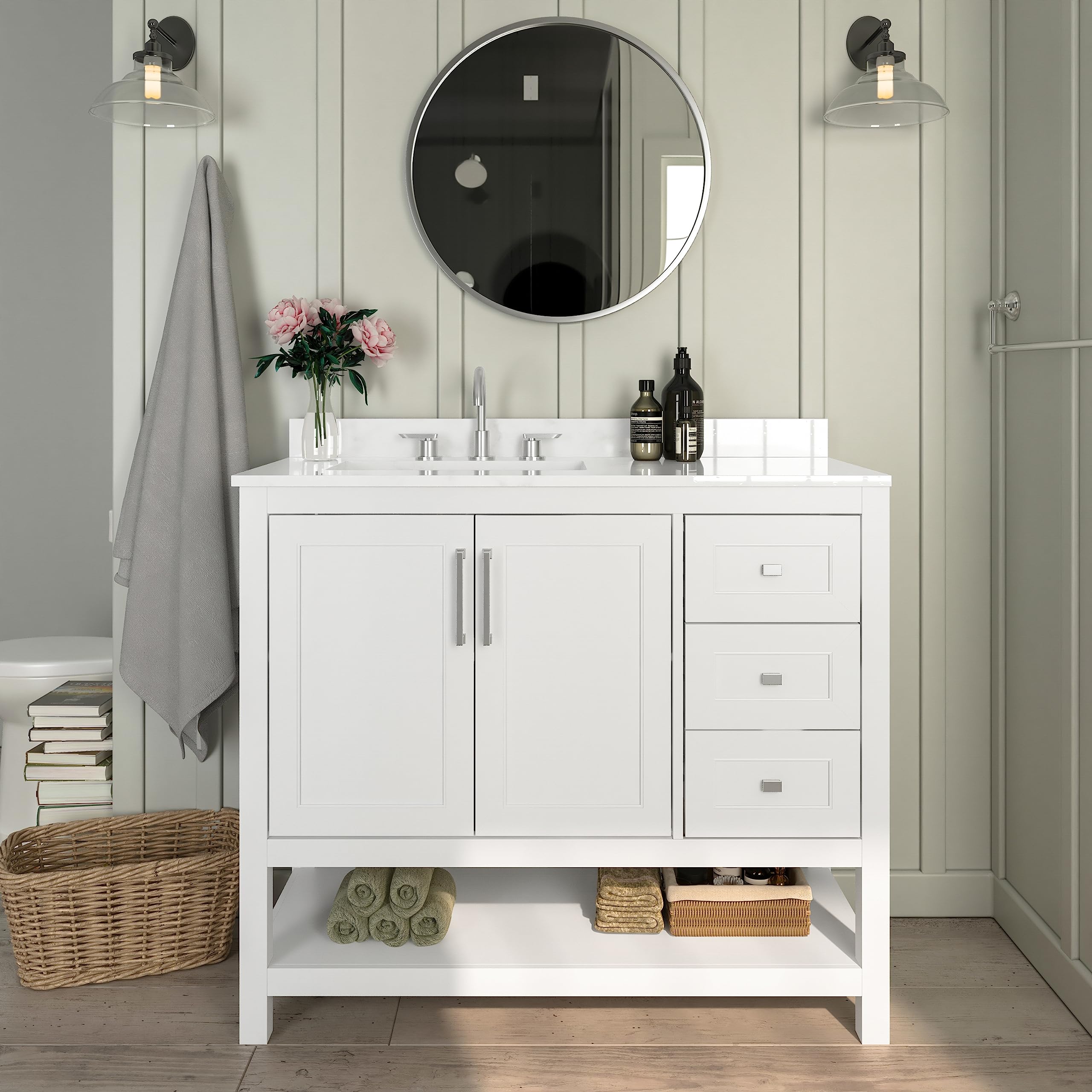 Amazon.com: EMMA + OLIVER Vesta 42 Inch Bathroom Vanity, Single