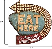 Vista 4 de Creative Co-Op Tin Eat Here Retro Wall Decor