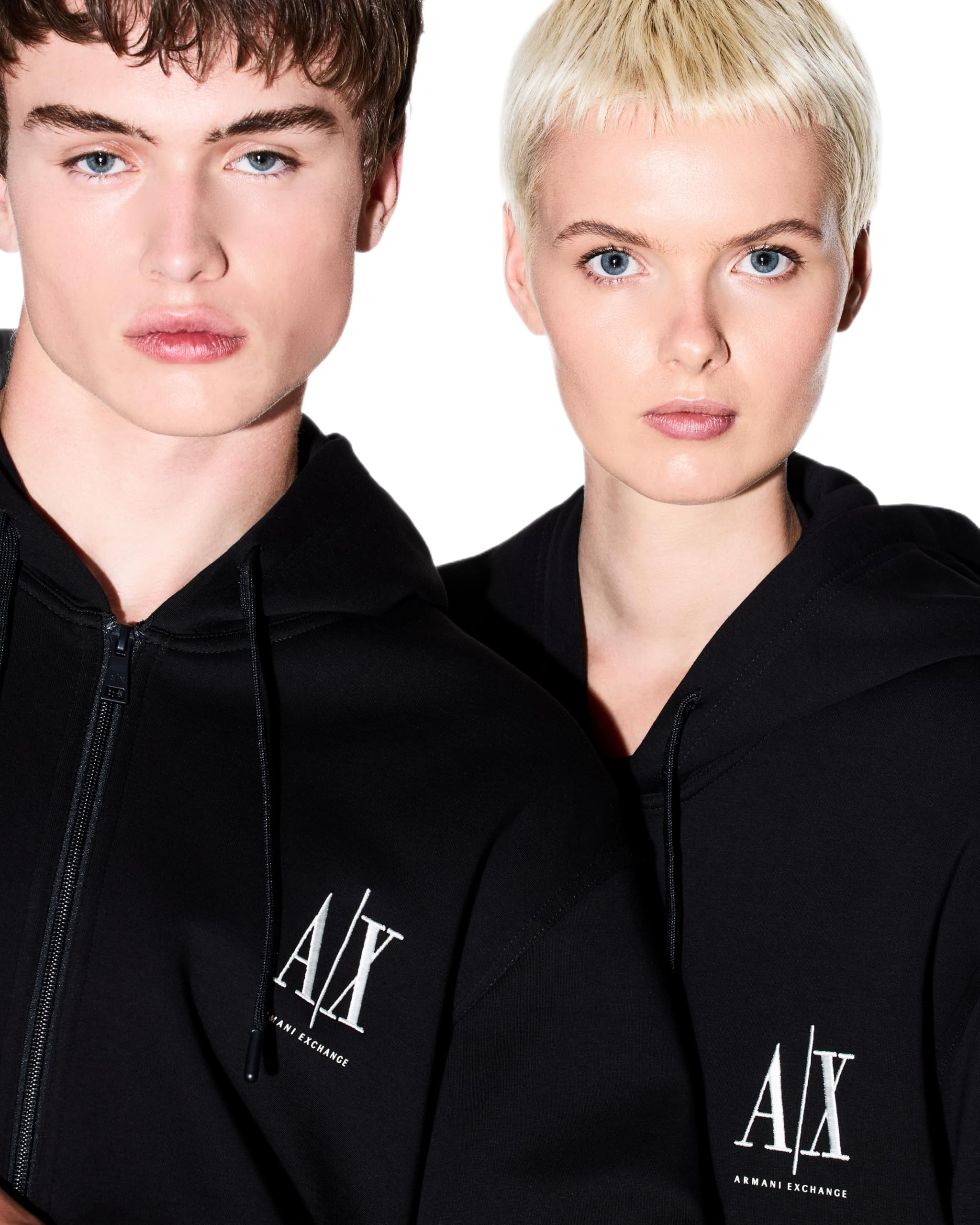 Armani Exchange Icon Project, Emboidered Logo, Full Zip Felpa con Cappuccio Uomo (Pacco da 1)
