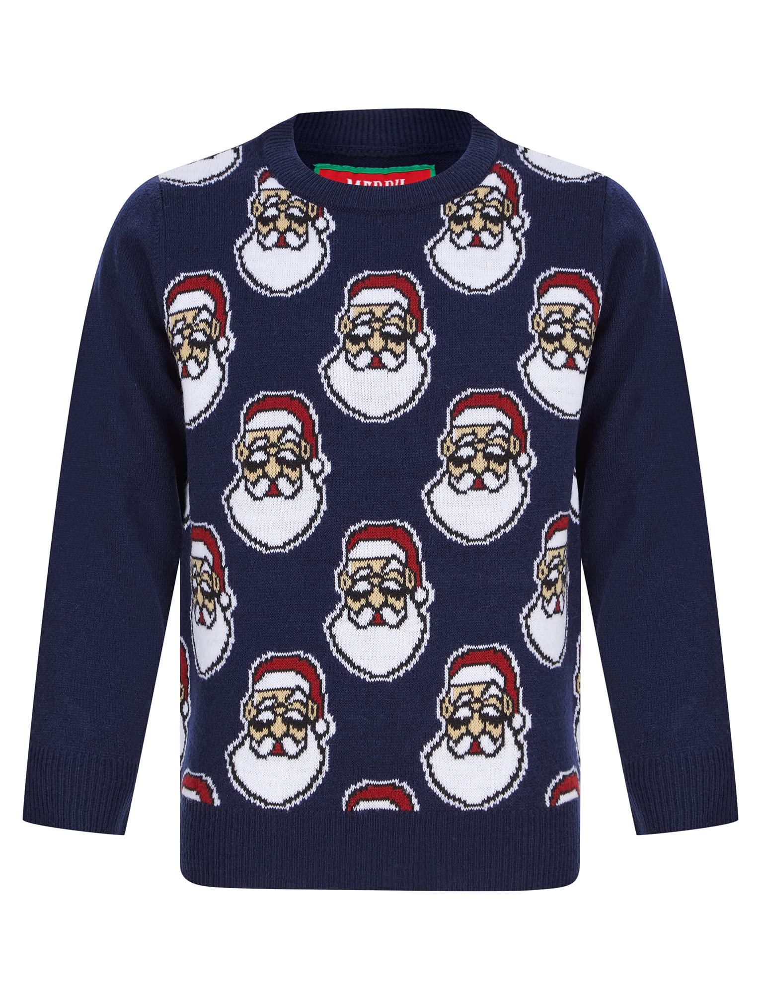 Tokyo Laundry Boy's Santa Head Repeat Novelty Christmas Jumper