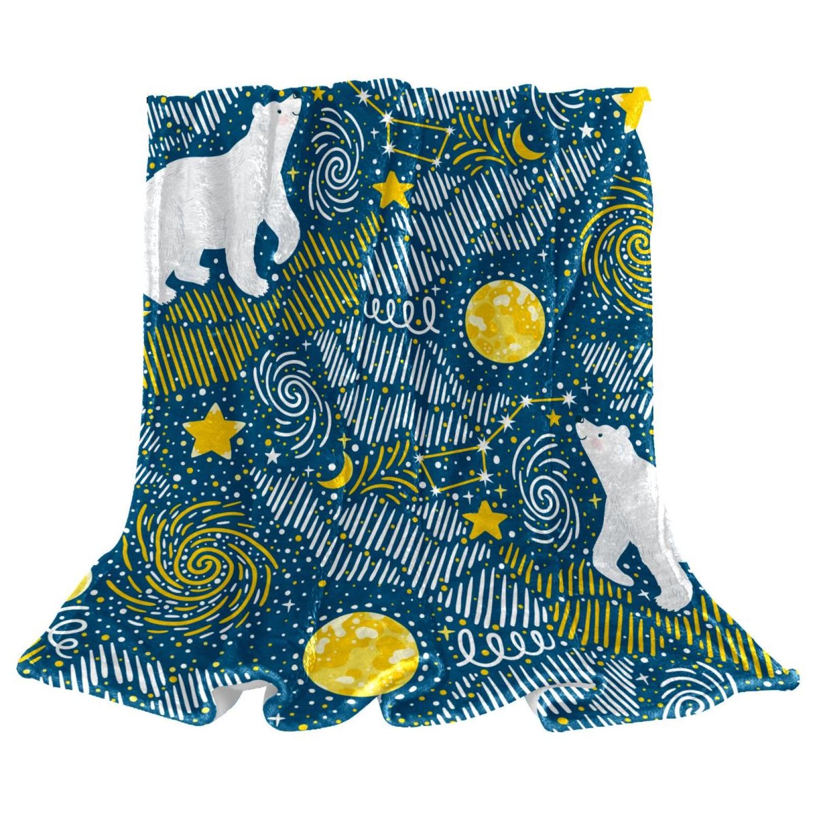 Couverture de lit polaire galaxie ours polaire grand plaid chaud de salon 150x200cm