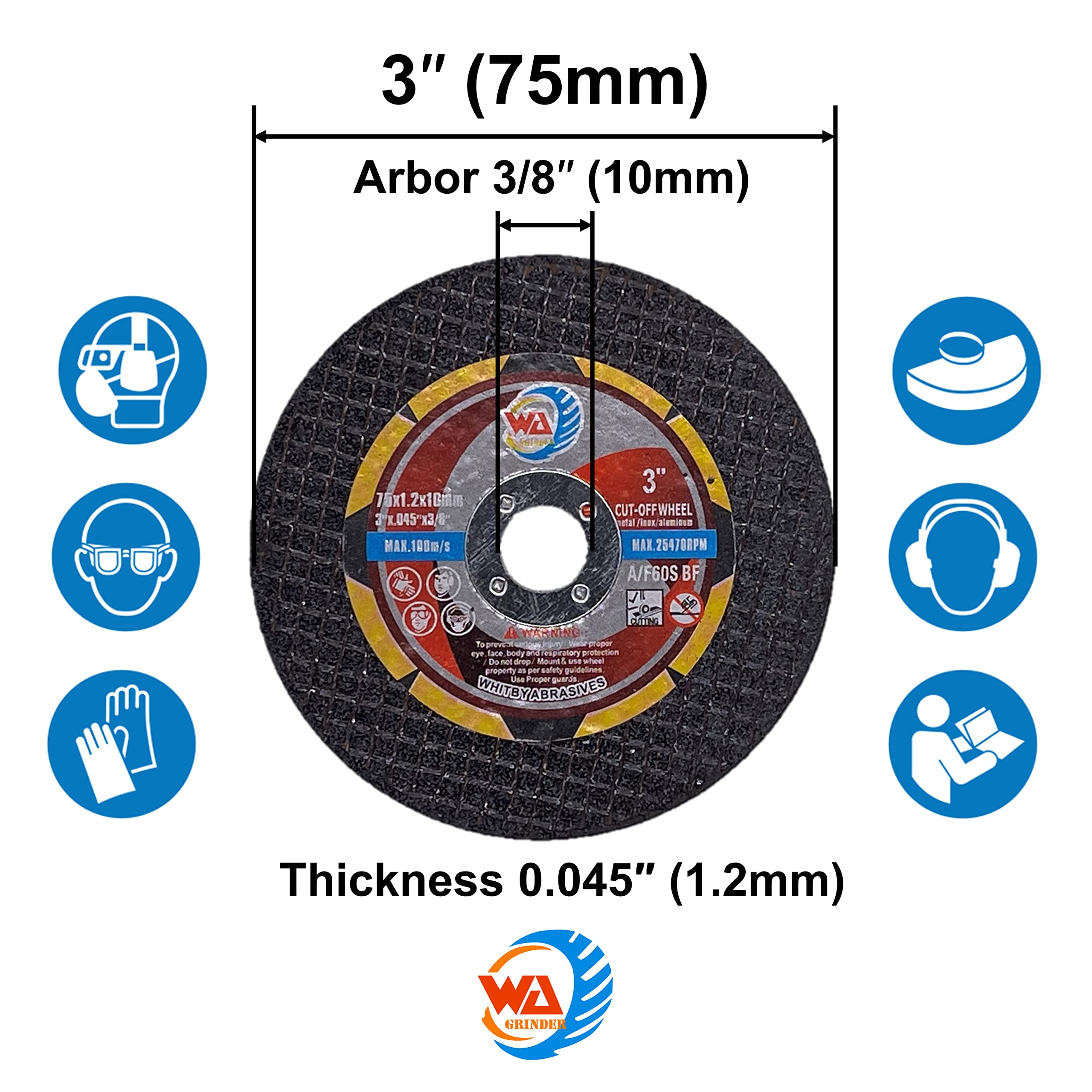 Kit 25 Disques De Coupe 75x1mm + Mandrin 6mm Pour Meuleuse Droite - A60 QBF, Compatible 9,53mm
