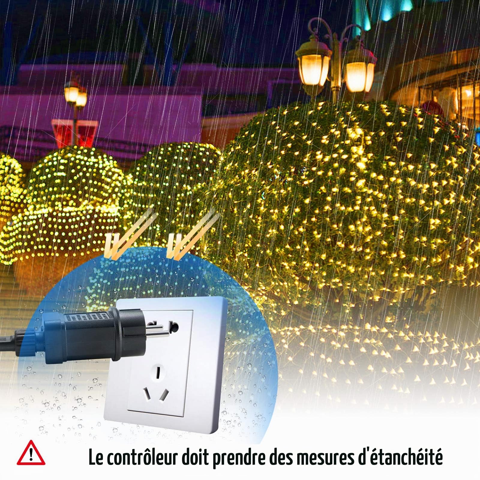 NAIZY Filet Lumineux LED 6M x 4M 480LEDs Guirlande Lumineuses Filet 8 Modes d'Eclairage Mesh Fairy Light Déco de Noel Fête Jardin - Blanc Chaud