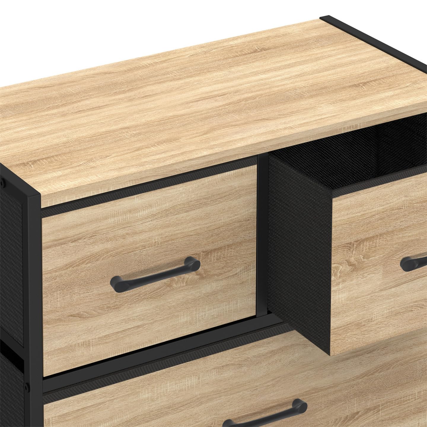 IDMarket - Chiffonnier 5 tiroirs en Tissu Utah 60 cm Commode semainier Design Industriel