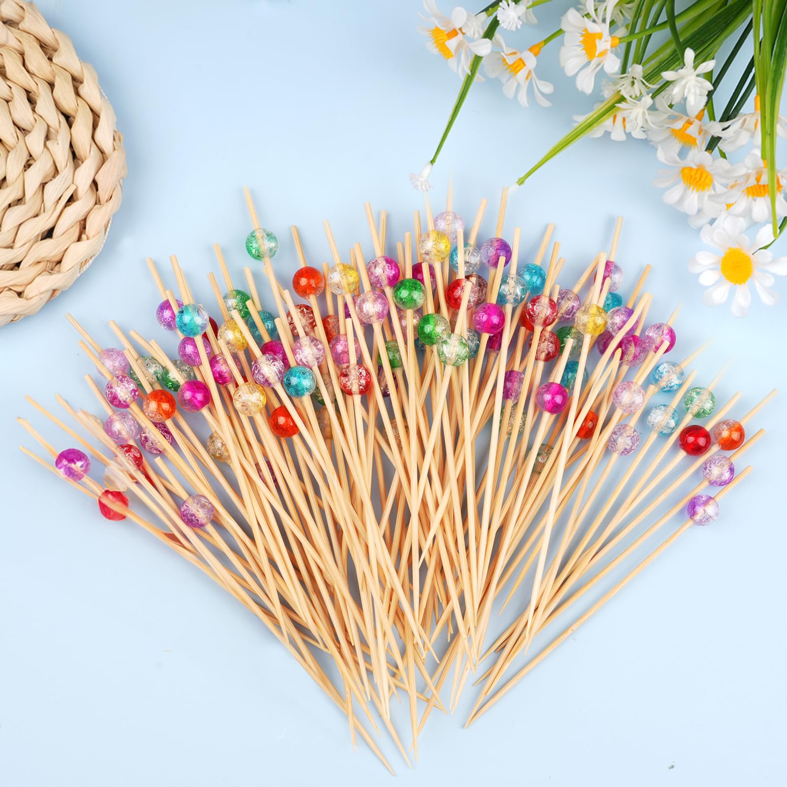 100 Stck Holz Schaschlikspiee 20cm - Natrliche Bambus Spiee 4mm,  Perfekt Fr Grill, Party Snacks & Fingerfood
