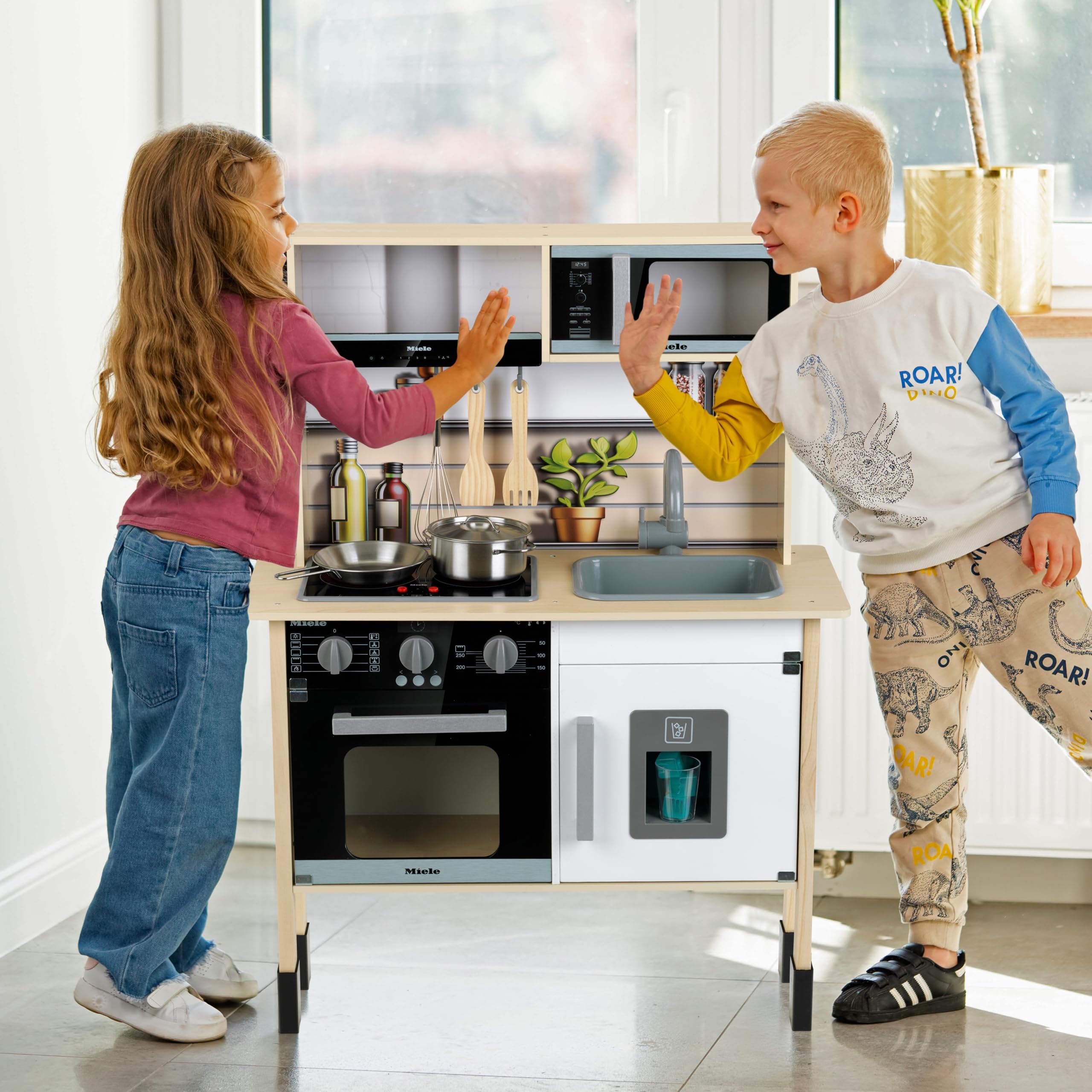 Theo Klein 7186 Miele Cucina Giocattolo in Legno (MDF), Midi 2, Bianca | Cucina in Legno con Luce e modulo sonoro | Accessori di Alta qualità | Giocattolo per Bambini dai 3 Anni