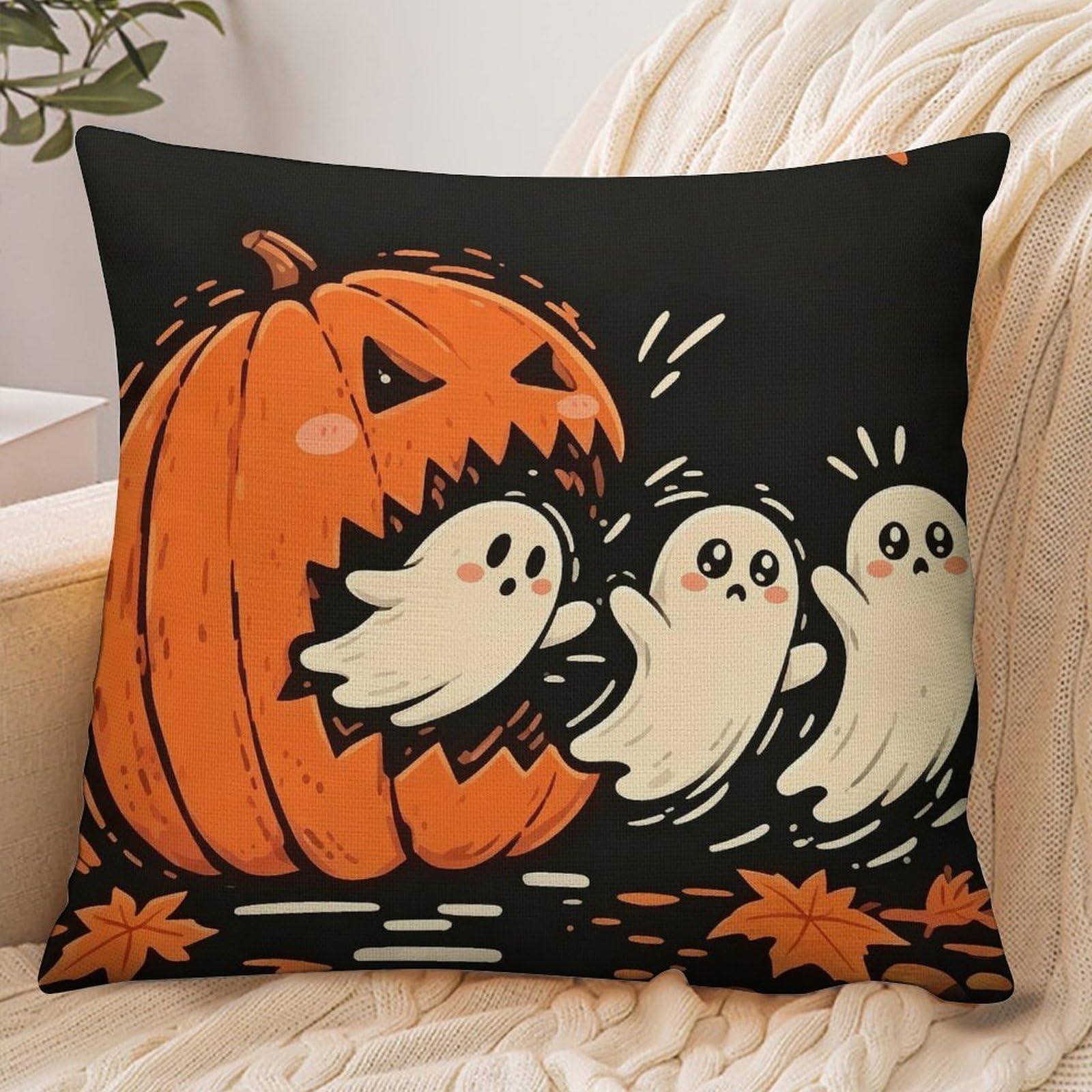 Fekiloot Style Ghost Pumpkin Pillowcase Pillow Sham Pillow Case