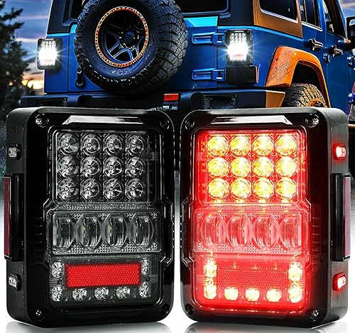 Luces traseras compatibles con Jeep JK JKU 2007-2017 [aprobado por el Ministerio de Transporte] luces de freno de marcha atrás luz diurna con lente