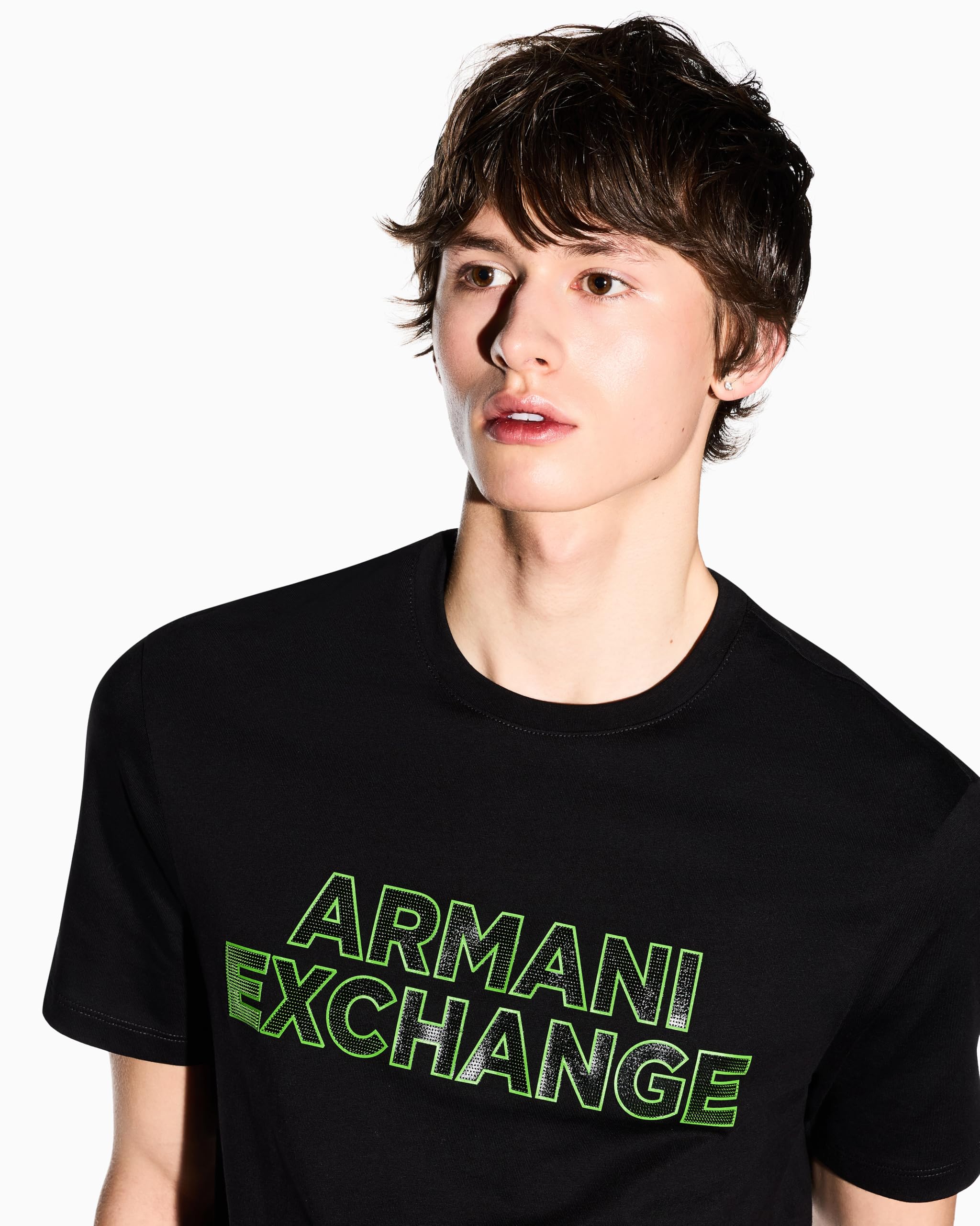 Armani Exchange Camiseta ajustada con logotipo elevado para hombre