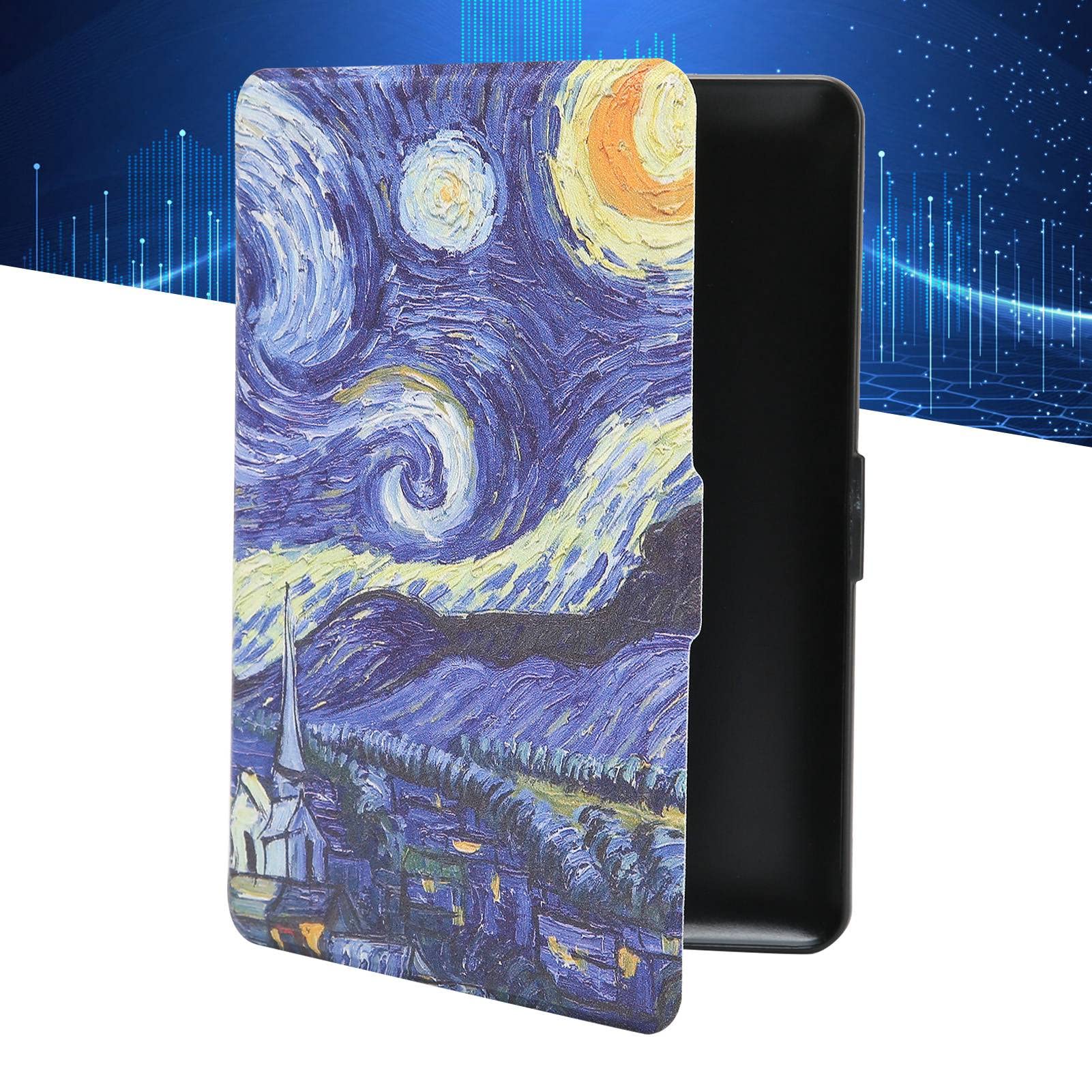 Funda para Kindle Paperwhite, Fundas para Lectores de Libros Electrónicos Conciso, Elegante, Duradero, de Piel Sintética Suave para Kindle Paperwhite(Cielo estrellado de van gogh)