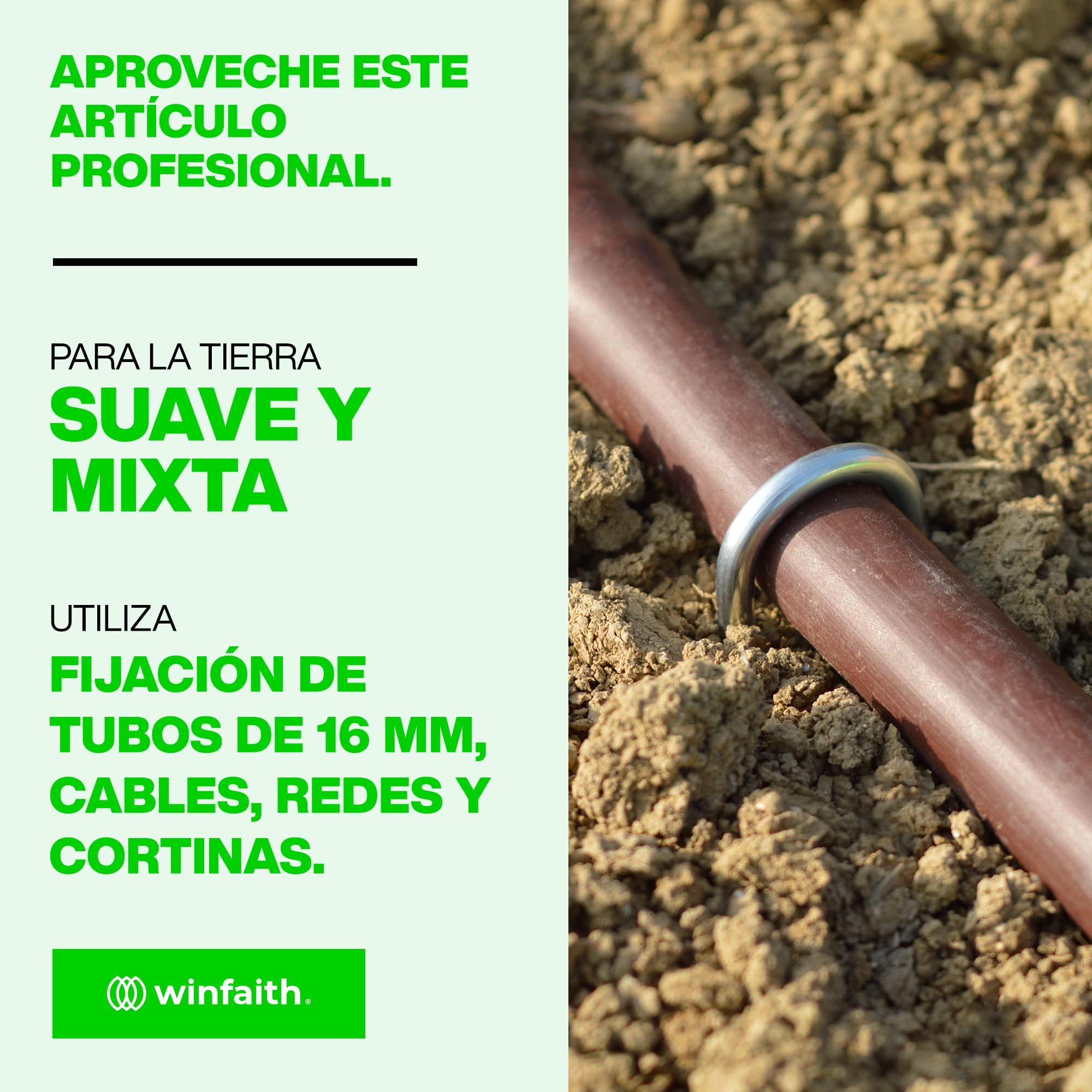 Winfaith 100 Piquetas Sujeta Mangueras de Riego Acero H200 x L20 x D4 mm - Made in Italy EN 10204 3.1 Galvanizado en Caliente - Antióxido Jardín Anclaje Suelo
