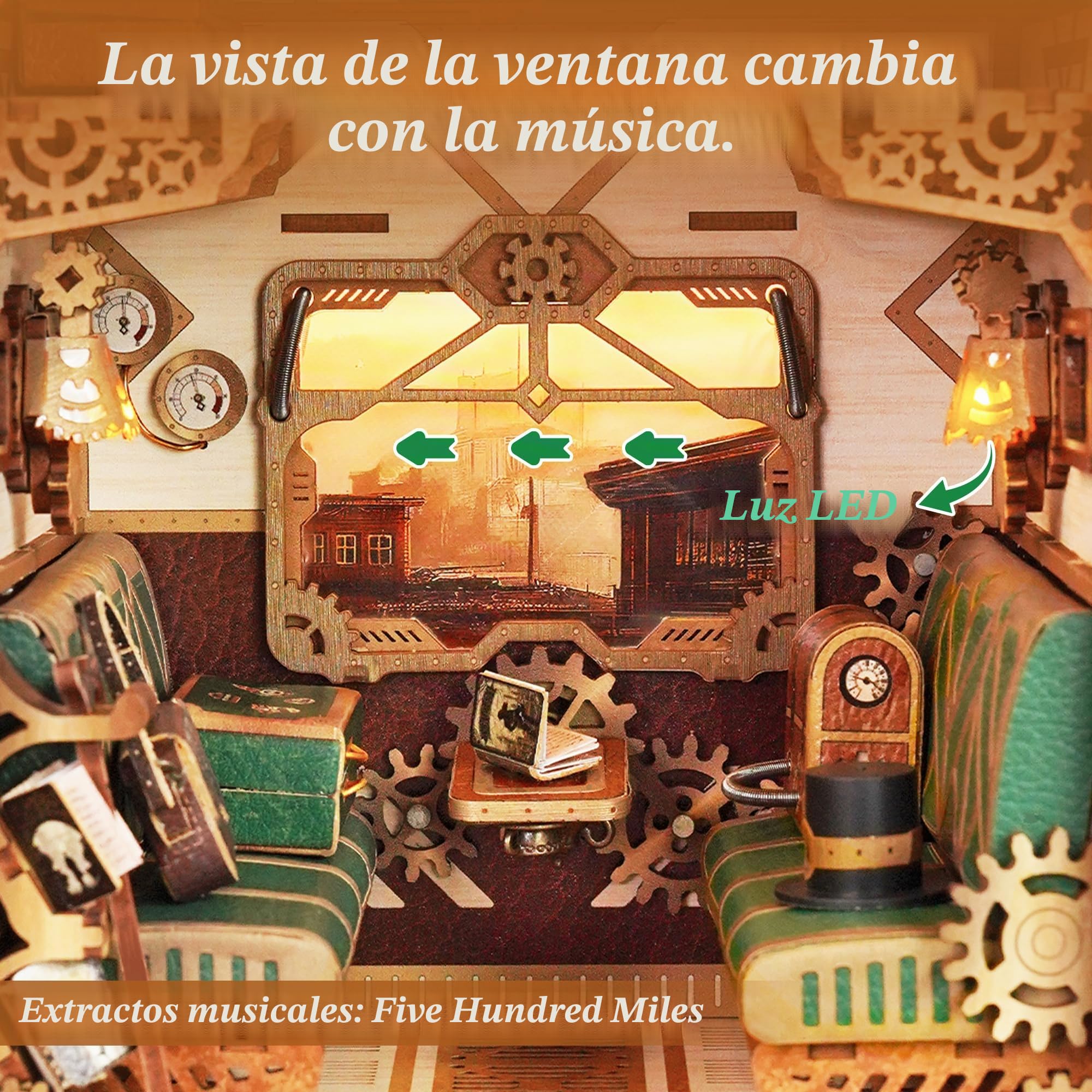 Tonecheer Motion Scene Book Nook Kits - Vapor Fantasía Infinity Zugabteil 3D Puzzle, Sujetalibros de Madera para Adultos Booknooks DIY Casa en Miniatura para Decorar bibliotecas y estanterías