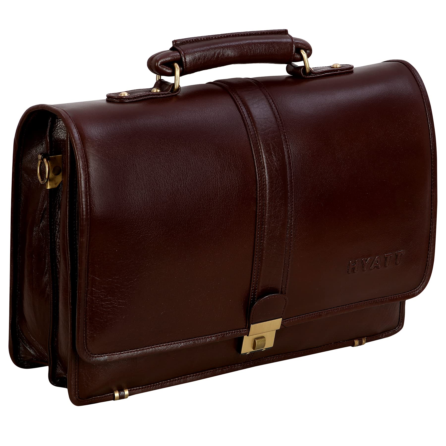 Full Grain Natural Leather Laptop Briefcase Messenger Shoulder Bags for Men Office 15.6 Inch (Dimension - L-16 X H-12 X W - 4 Inch)(Weight - 1 KG /1000 GR)