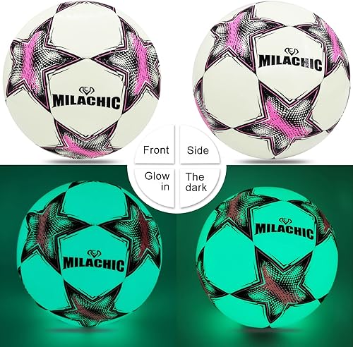 Miniatura 10 de Balón de fútbol que brilla en la oscuridad, tamaño 345 con bomba, bolas de fútbol luminosas brillantes, regalos para adolescentes, jóvenes, hombres,