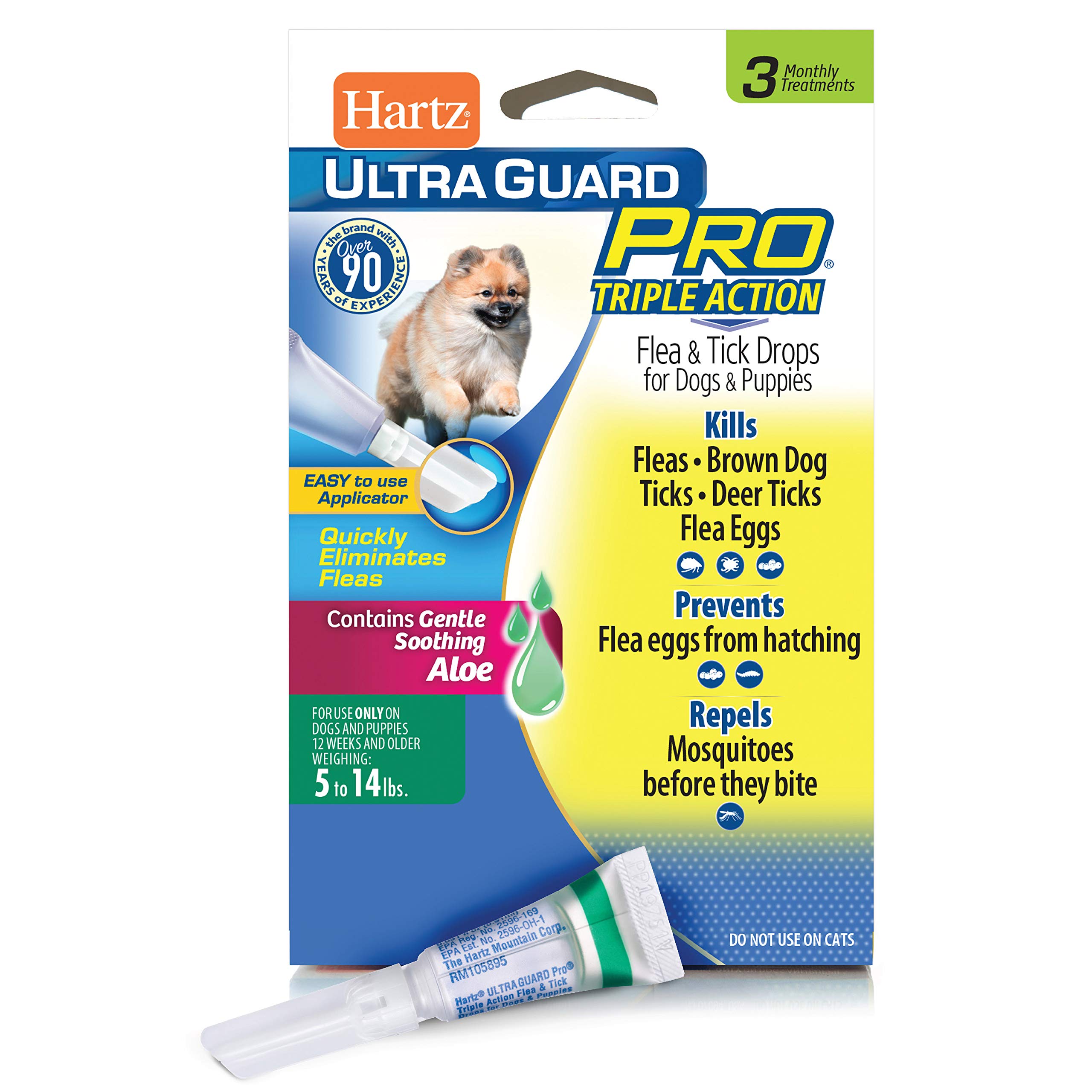 Hartz UltraGuard Pro Topical Flea & Tick Prevention for Dogs and Puppies - 5-14 lbs, 3 Monthly Treatments