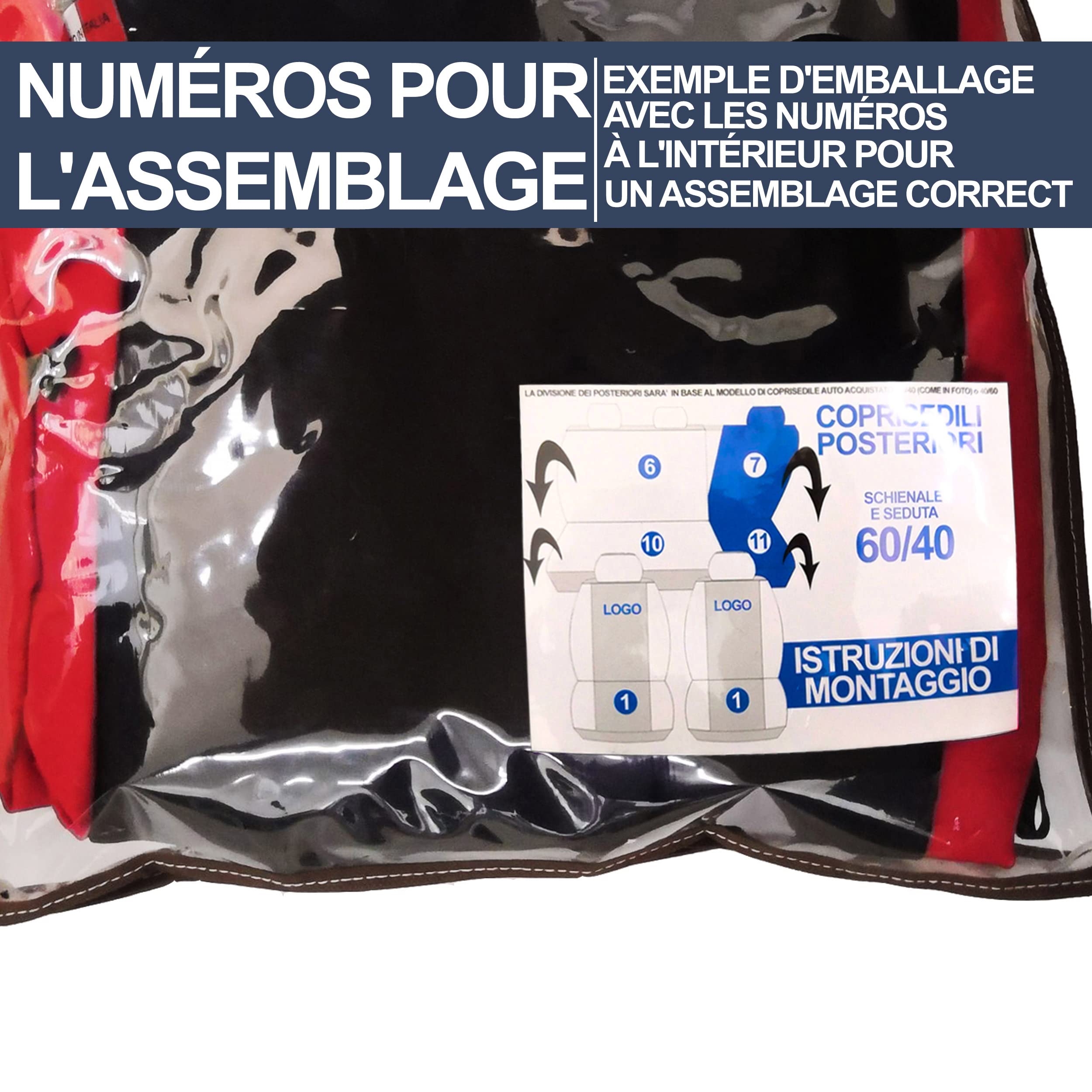 Auto Accessori Lupex | Coprisedili Auto Compatibili con Mokka A (2012-2019) con schienale e seduta posteriore divisi 40 e 60, Nero Bianco, Made In Italy, Sedili Anteriori e Posteriori