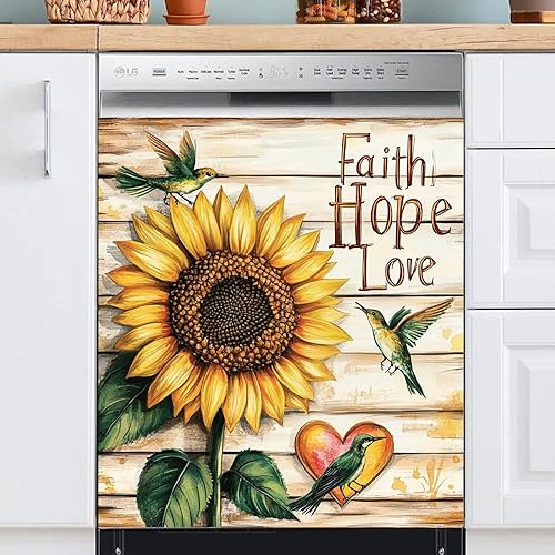 Miniatura 1 de Farmhouse - Cubierta magnética para puerta de lavavajillas, diseño de girasol, calcomanía de vinilo para lavavajillas, paneles de cubierta magnética