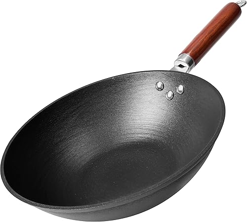 Miniatura 1 de Olla de hierro fundido para horno holandés, wok, antiadherente pre-sazonado, con tapa de vidrio templado, 2 asas laterales, caldero de 8.5 cuartos