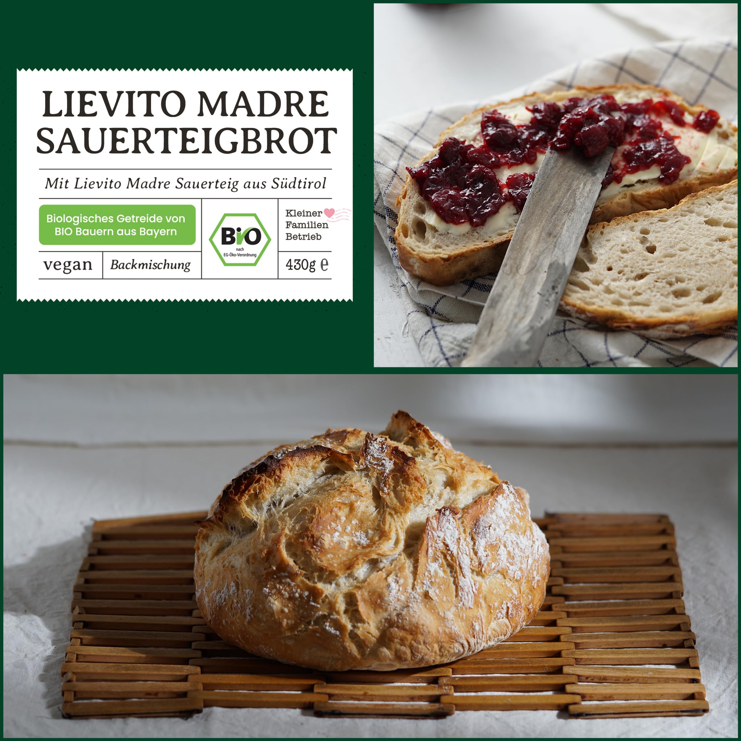 Bio Lievito Madre Brot Backmischung - Brotbackmischung italienisches Weißbrot mit Sauerteig - Brotbackautomat geeignet - Bake with Love - (10er Pack)