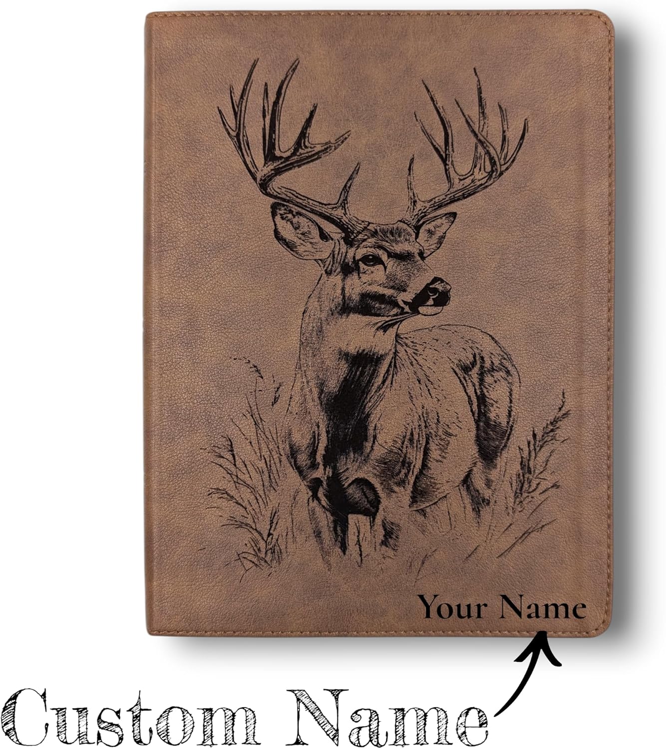 Personalized King James Bible KJV | Wide Margins for Journaling | Buck Deer Engraving and Custom Name | Single-Column | Red Letter